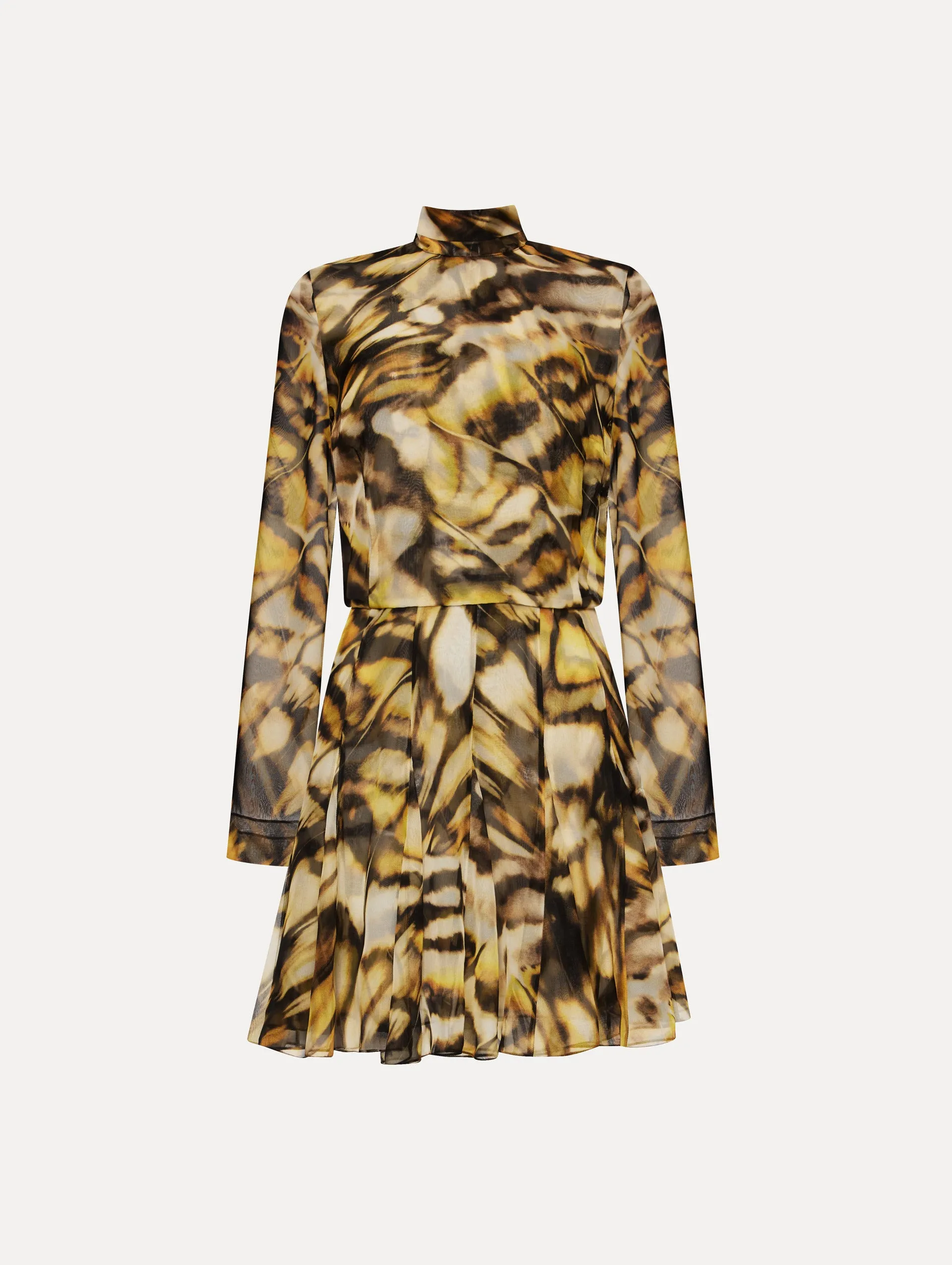 Abstract Butterfly Silk Chiffon Dress