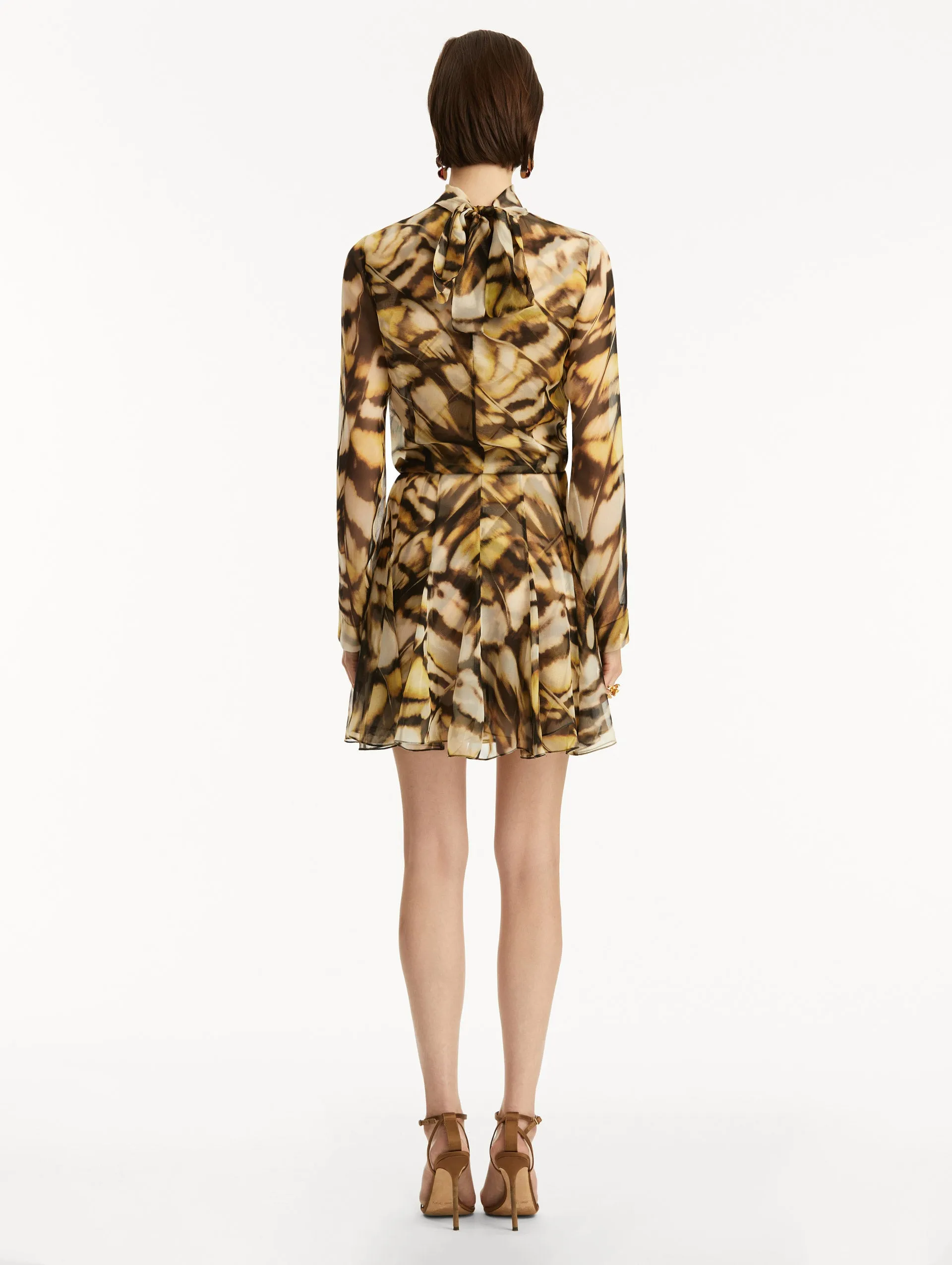 Abstract Butterfly Silk Chiffon Dress