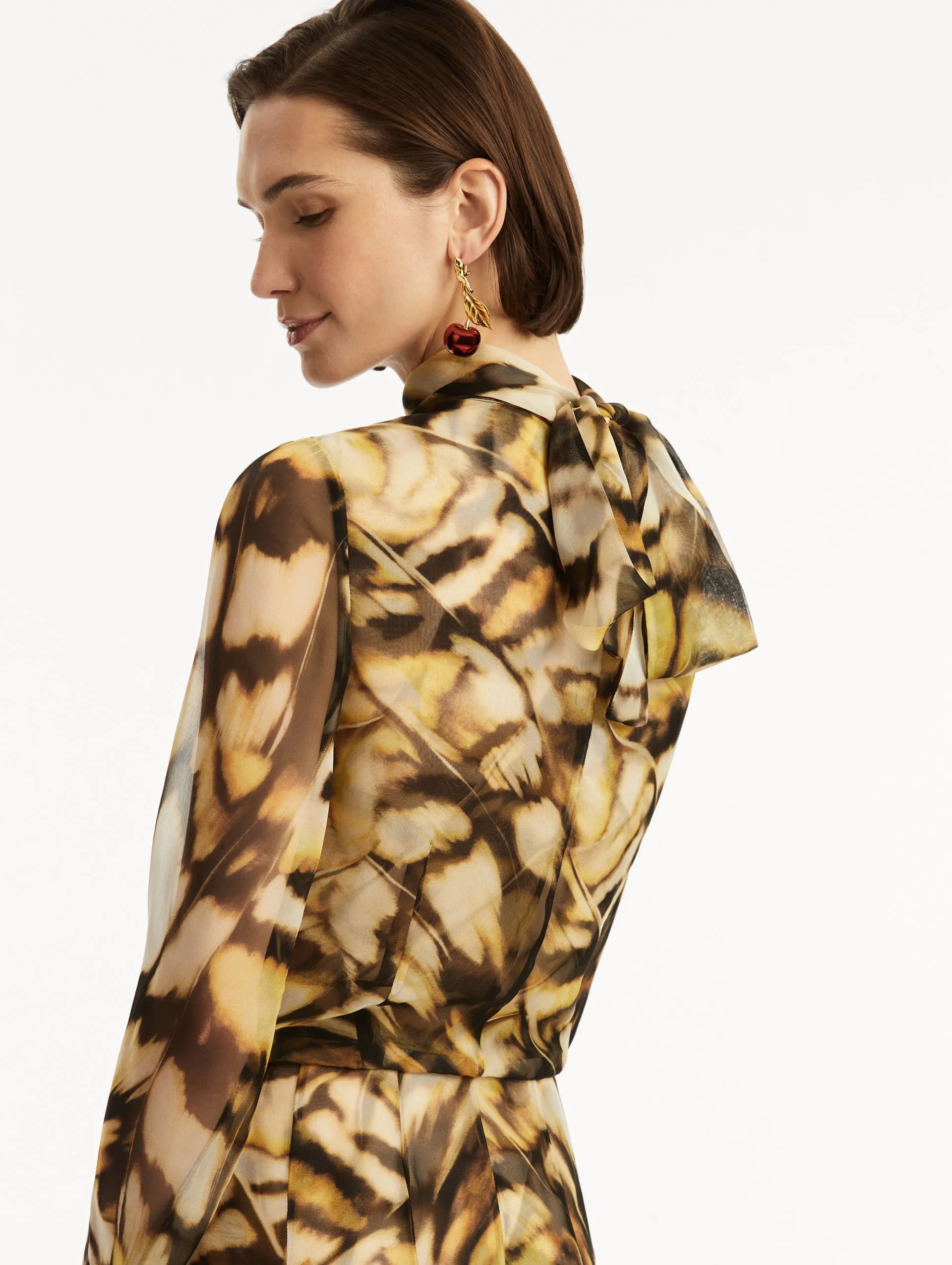 Abstract Butterfly Silk Chiffon Dress