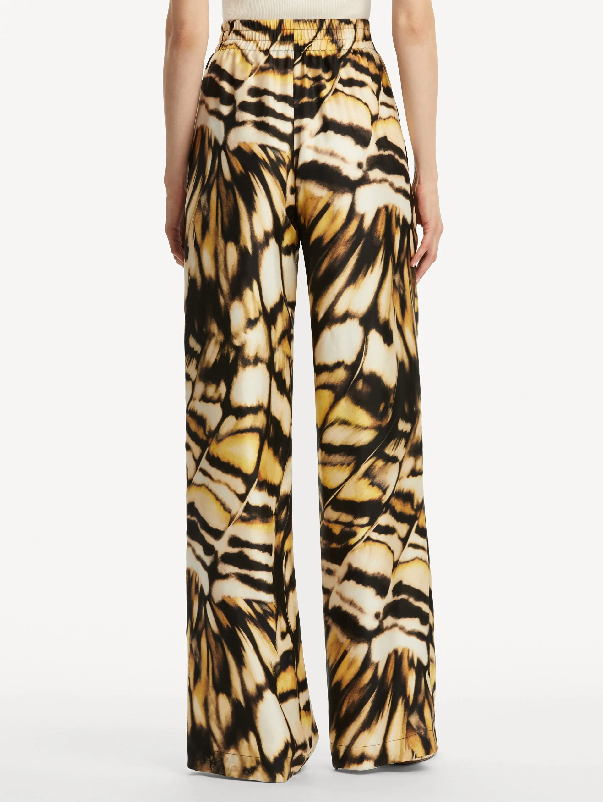 Abstract Butterfly Silk Twill Pant