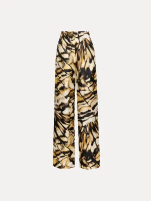 Abstract Butterfly Silk Twill Pant