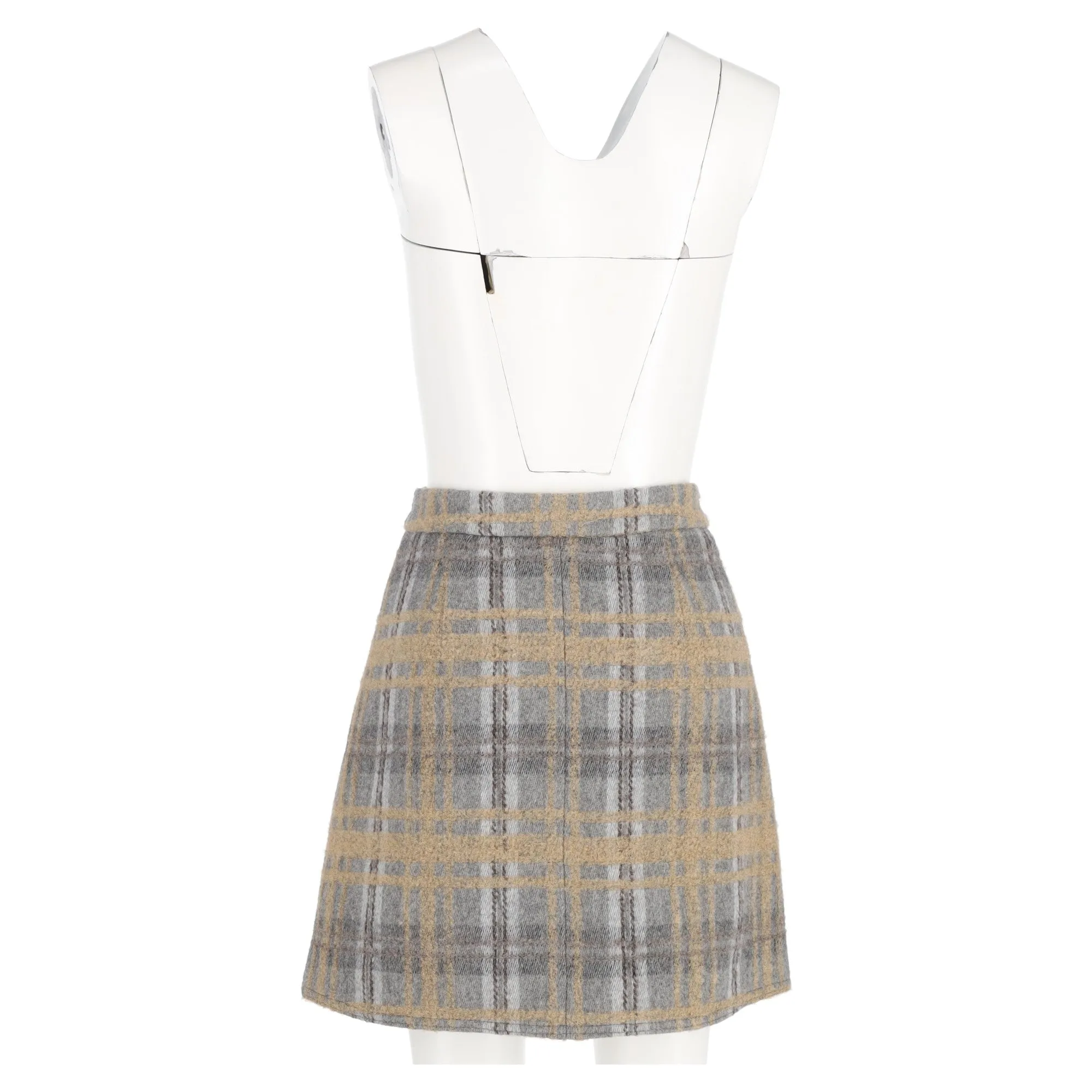 Acne Studios Plaid Mini Skirt in Grey Wool