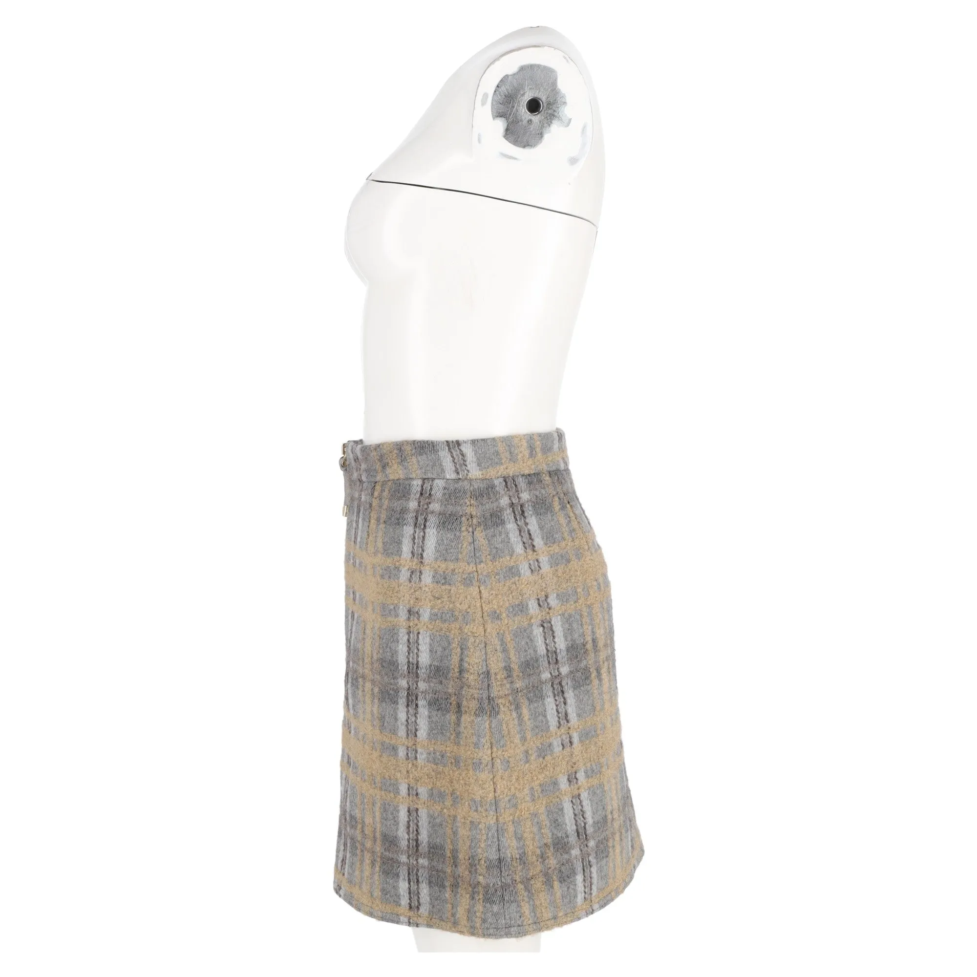 Acne Studios Plaid Mini Skirt in Grey Wool