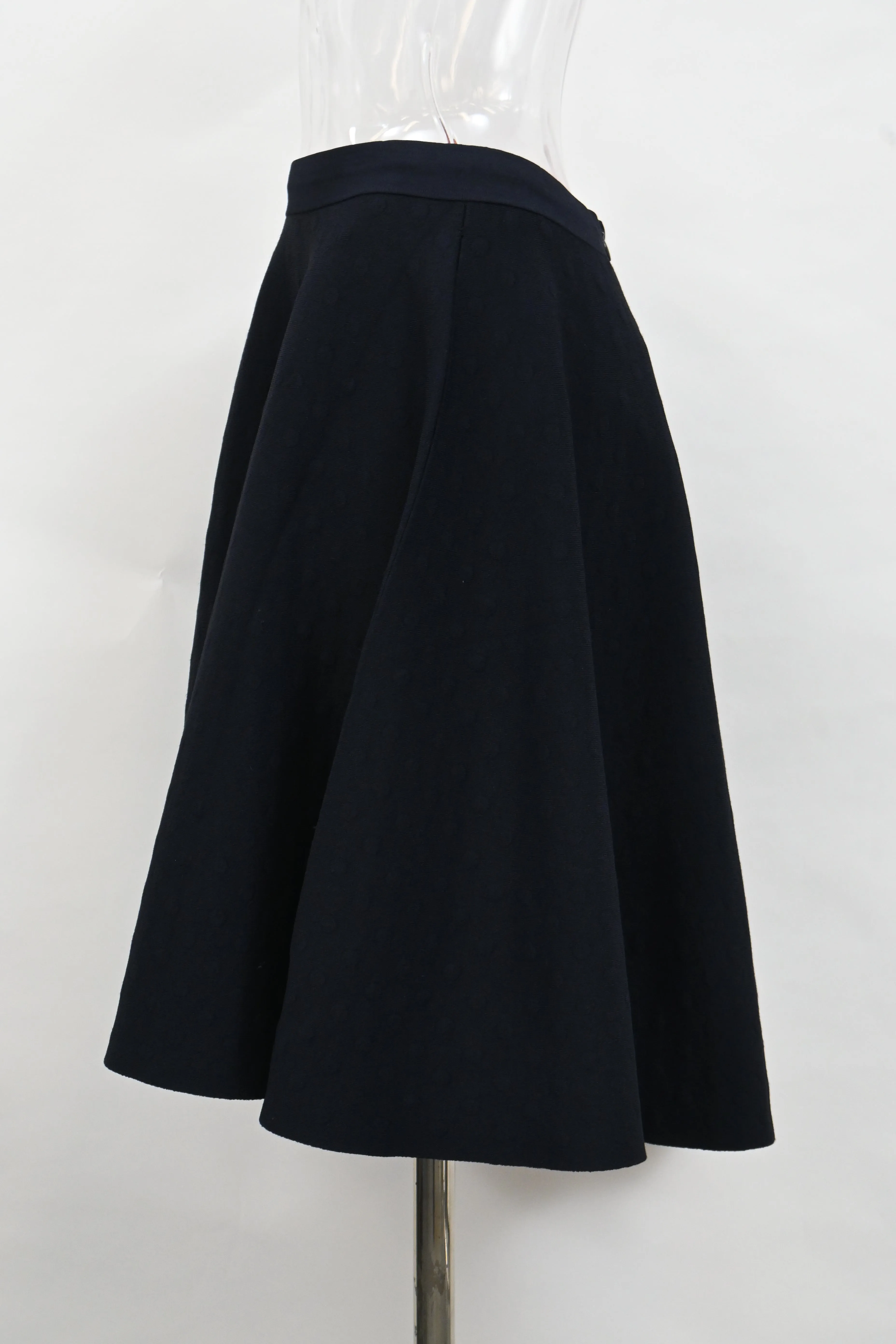 Akris Punto A-Line Midi Skirt in Navy Blue Wool