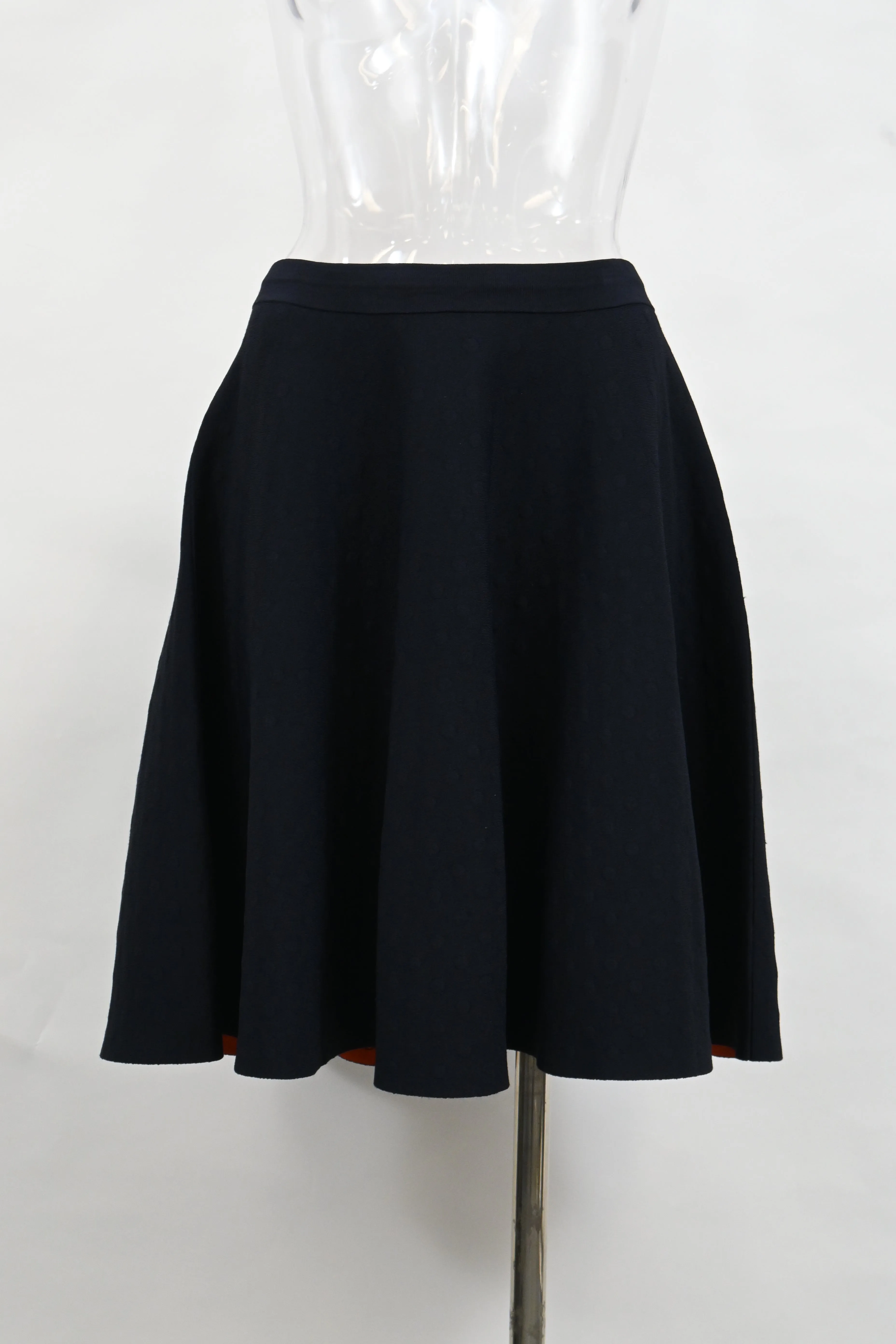 Akris Punto A-Line Midi Skirt in Navy Blue Wool