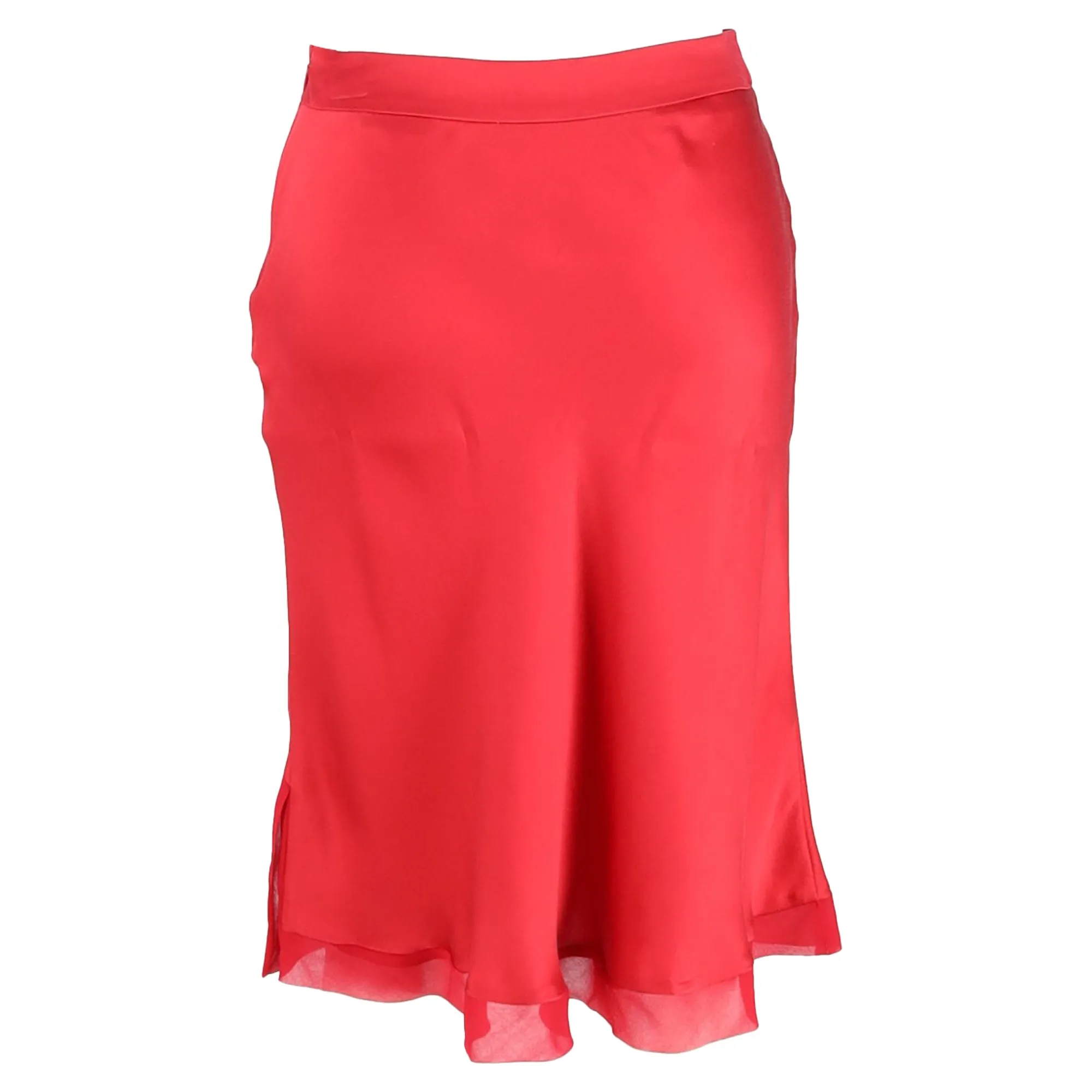 Alberta Ferretti Knee Length Skirt in Red Silk