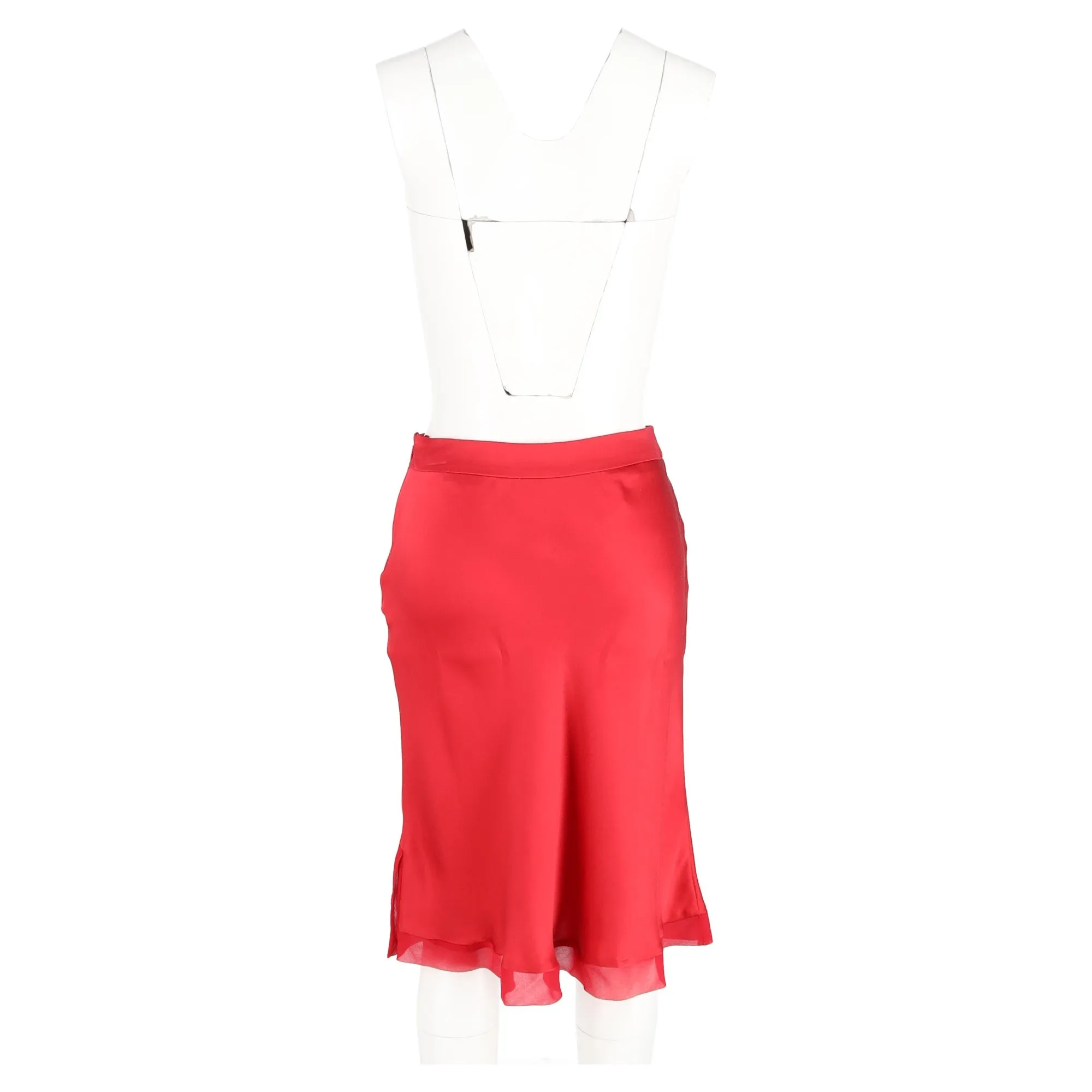 Alberta Ferretti Knee Length Skirt in Red Silk