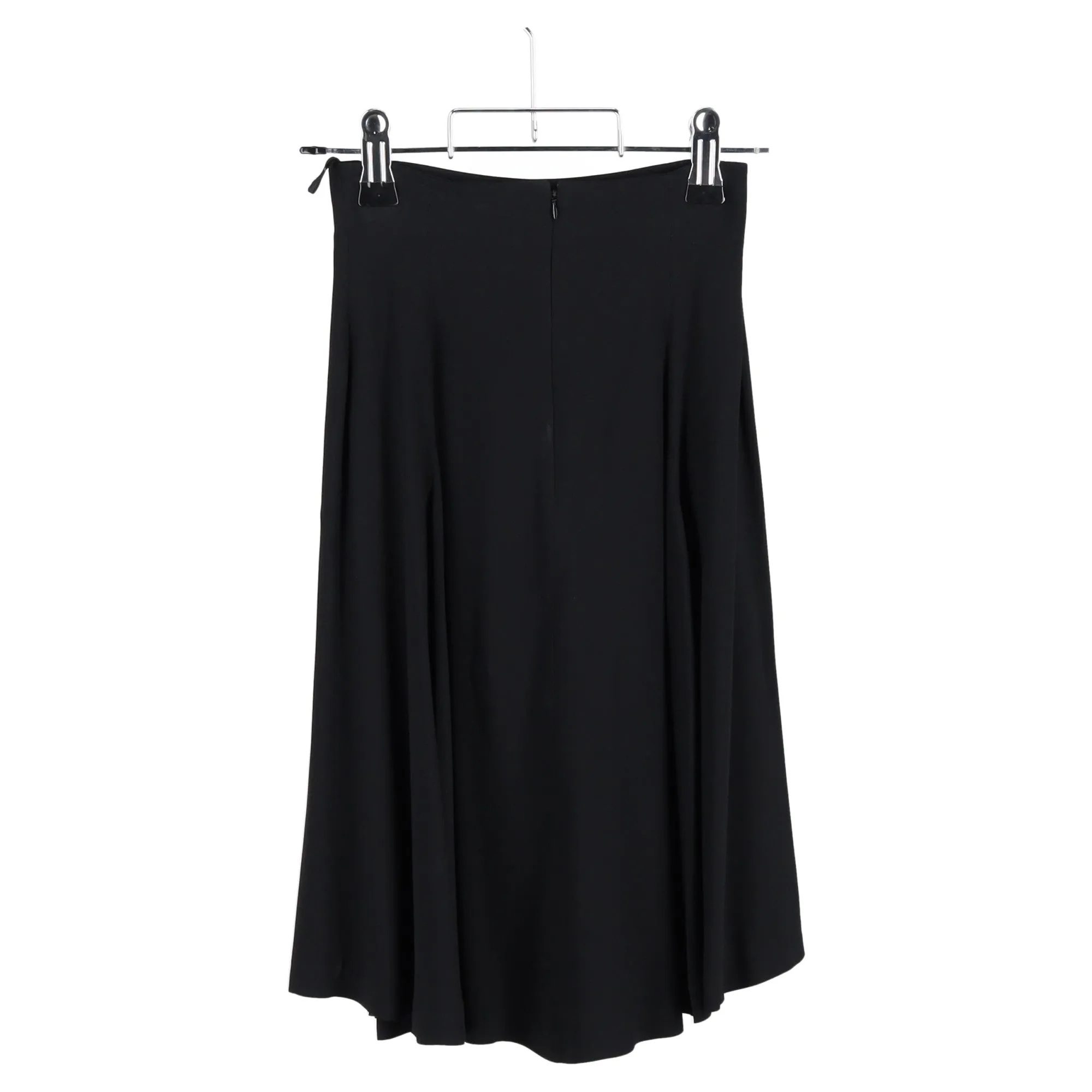 Alexander McQueen Pleated Midi Skirt in Black Polyester
