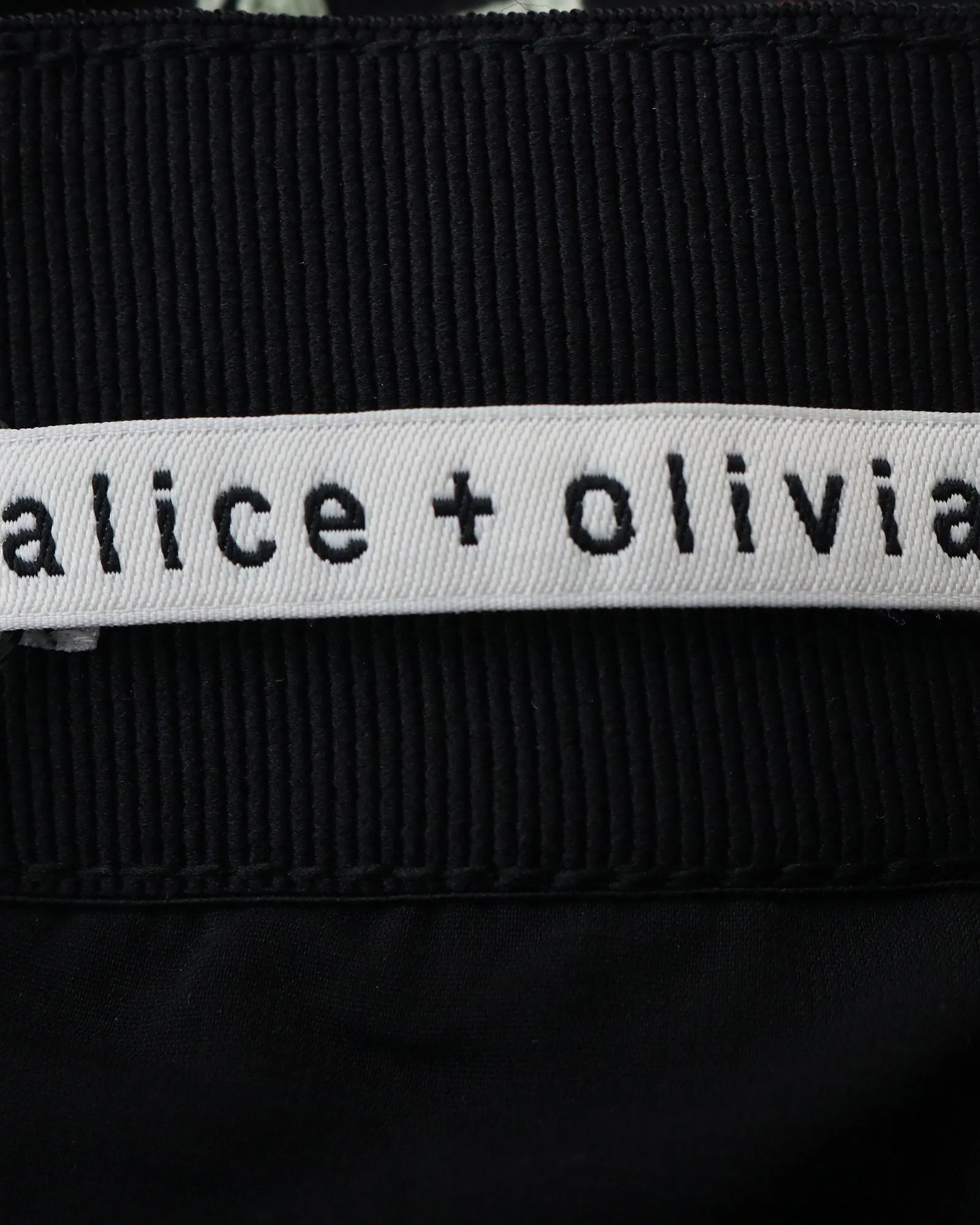 Alice   Olivia Floral Embroidered Skirt in Black Cotton