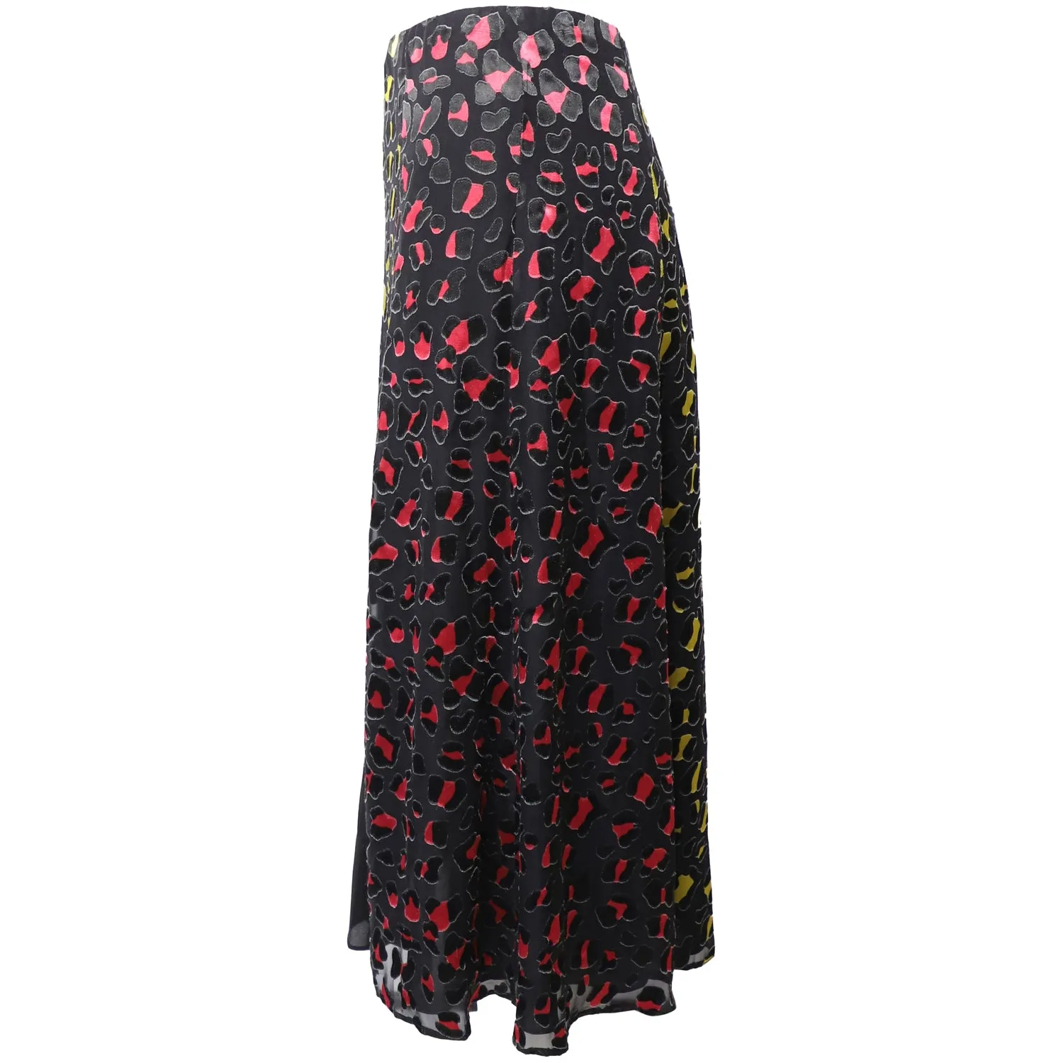Alice   Olivia Janessa Rainbow Leopard Print Midi Skirt in Multicolor Viscose