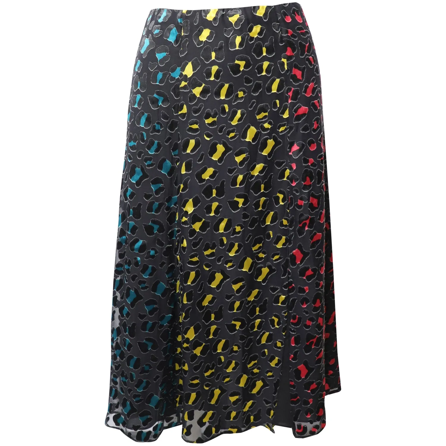 Alice   Olivia Janessa Rainbow Leopard Print Midi Skirt in Multicolor Viscose