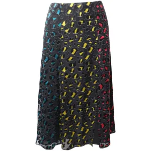 Alice   Olivia Janessa Rainbow Leopard Print Midi Skirt in Multicolor Viscose