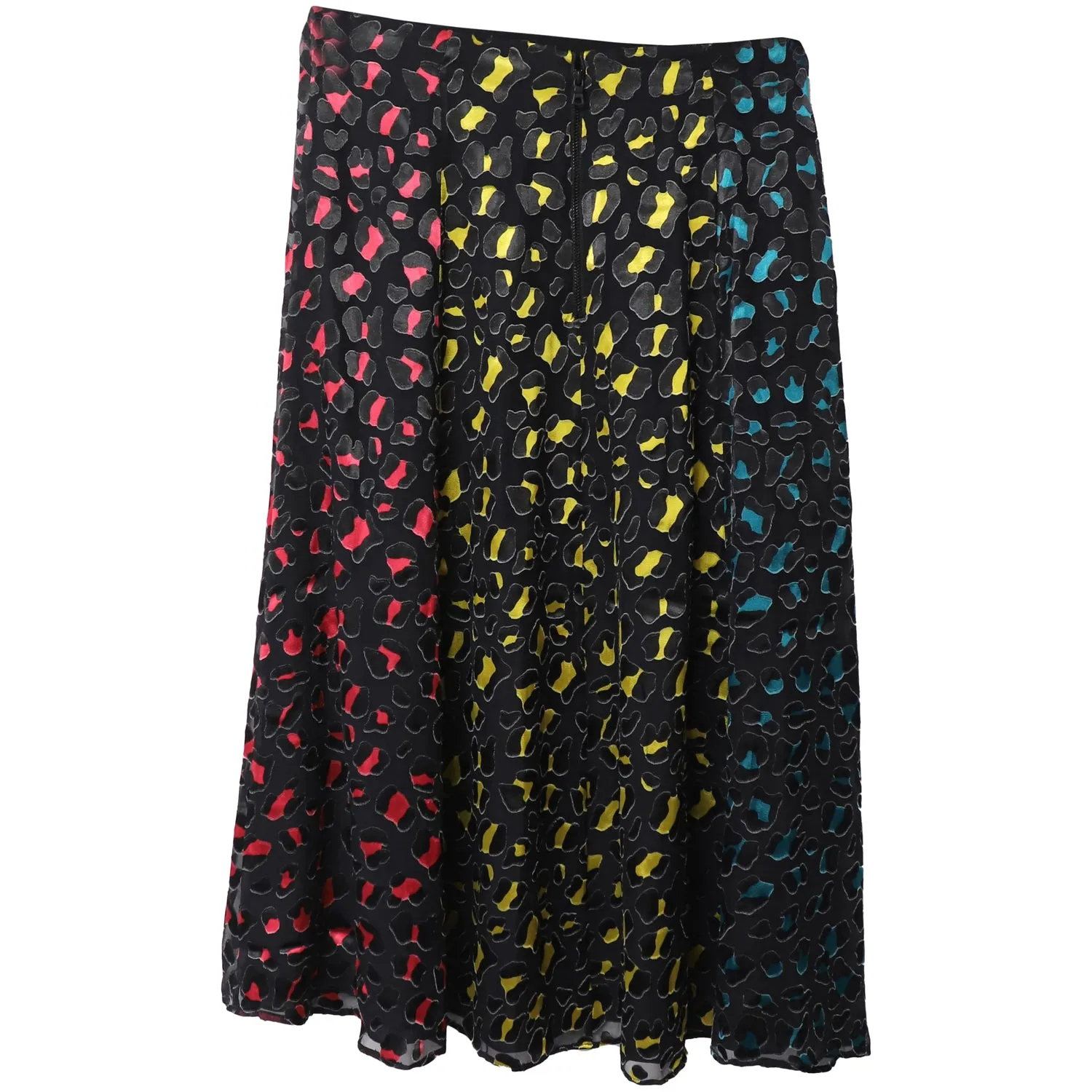 Alice   Olivia Janessa Rainbow Leopard Print Midi Skirt in Multicolor Viscose