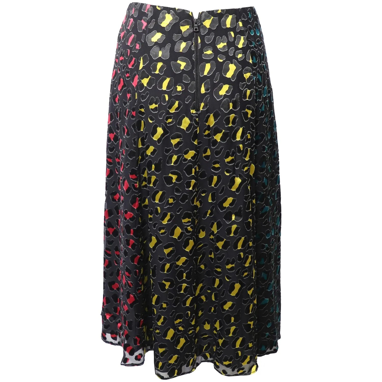 Alice   Olivia Janessa Rainbow Leopard Print Midi Skirt in Multicolor Viscose