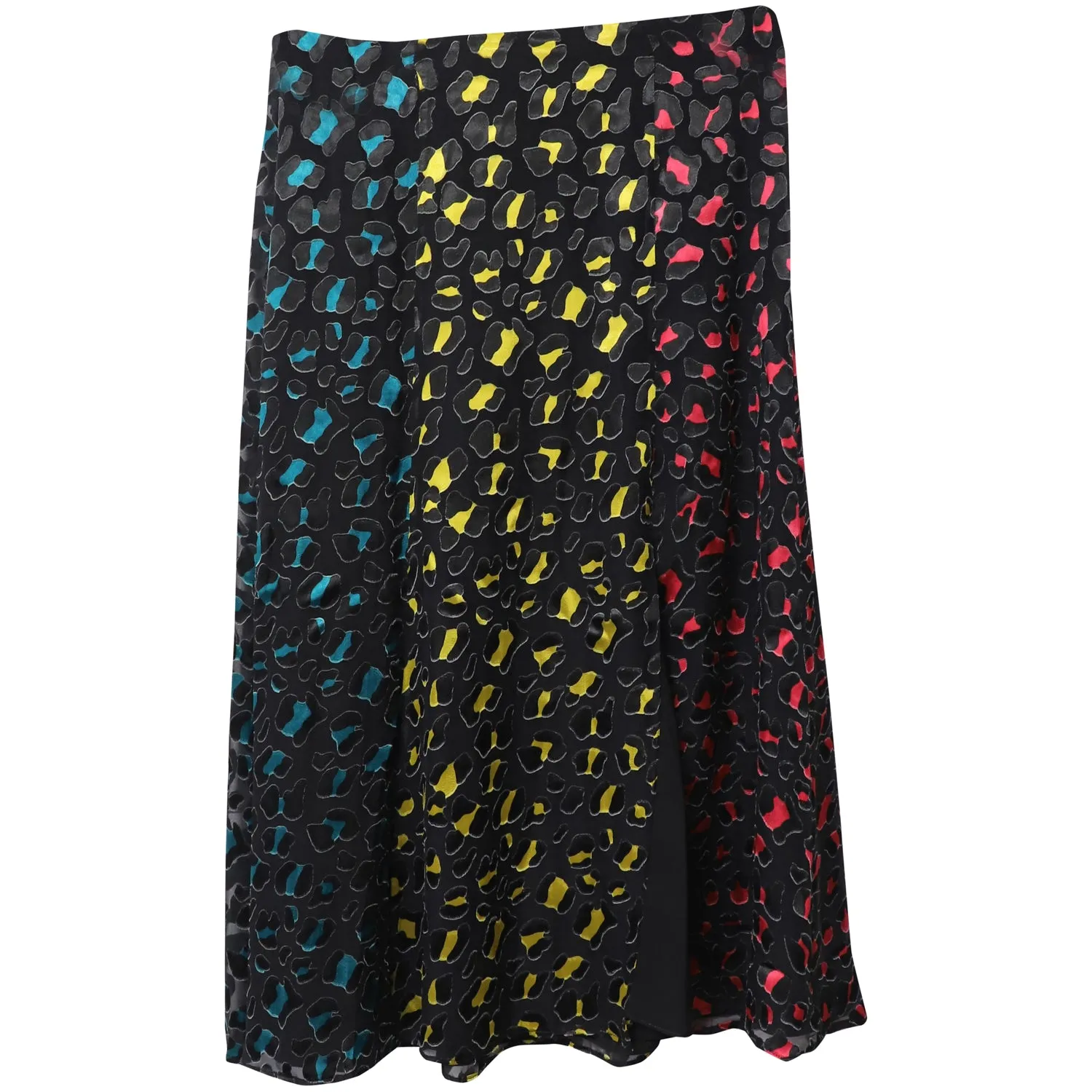 Alice   Olivia Janessa Rainbow Leopard Print Midi Skirt in Multicolor Viscose