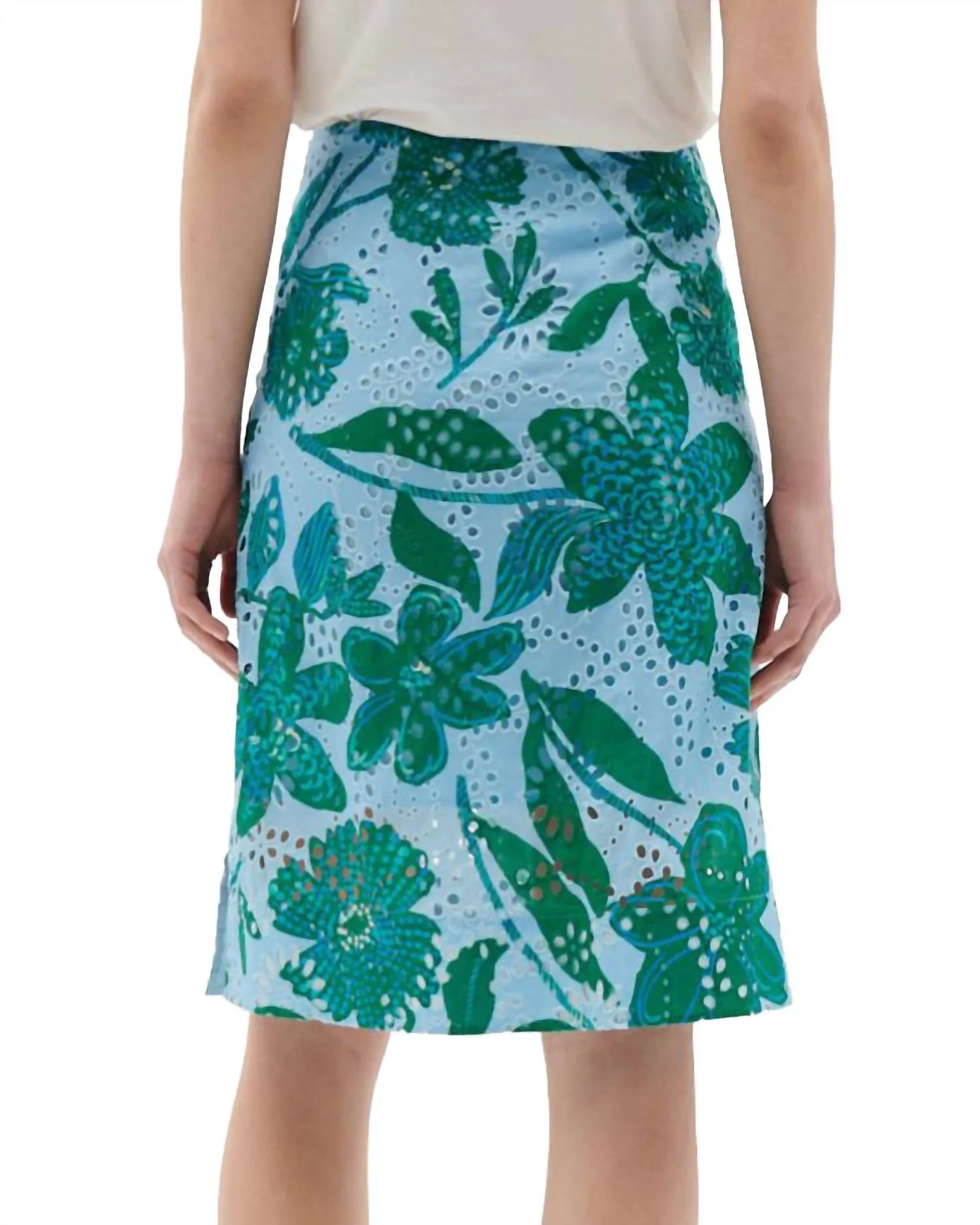 Ambre Skirt In Graphic Floral Dutch Blue