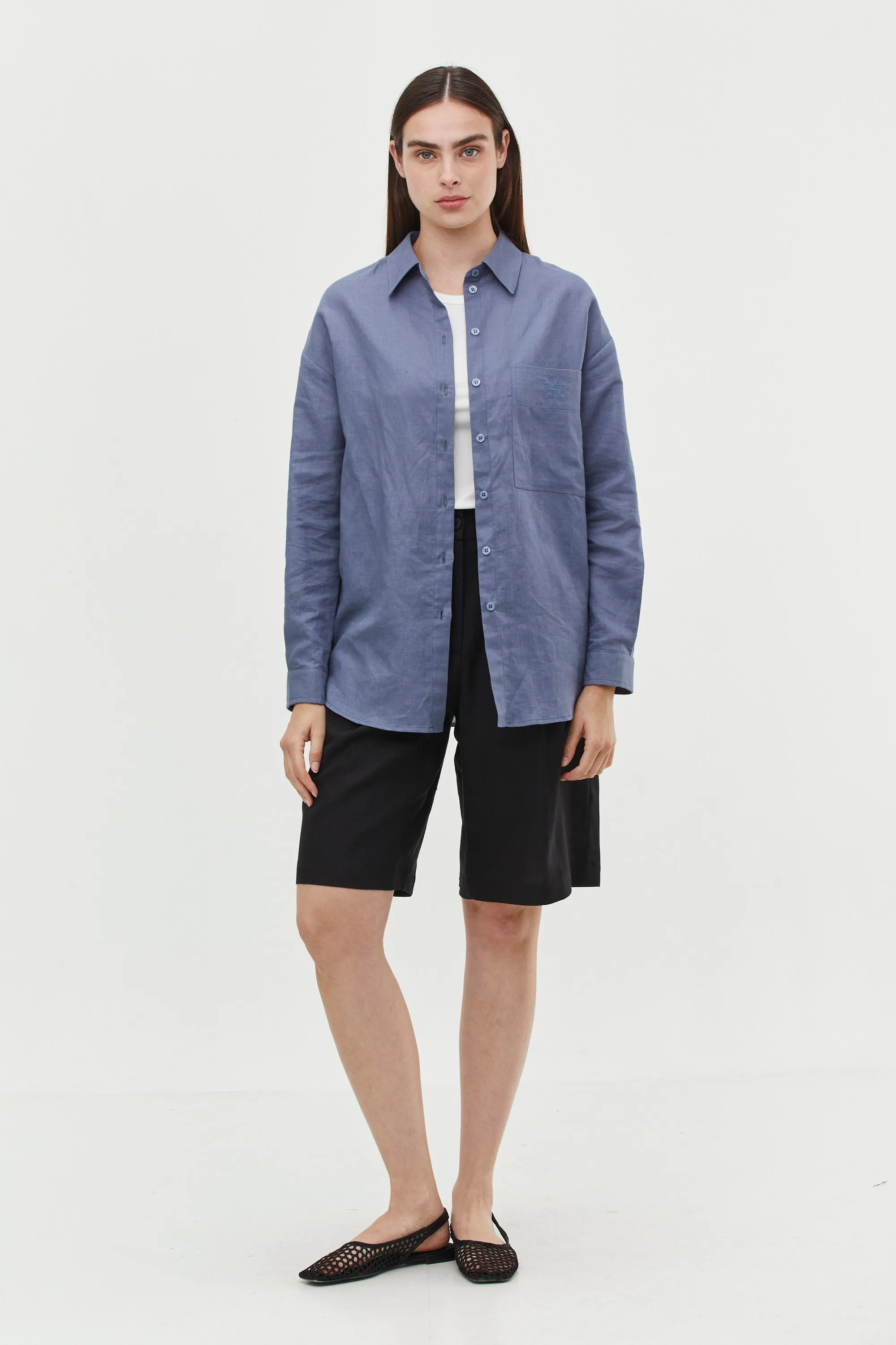 Andy Blouse Linen Denim Blue