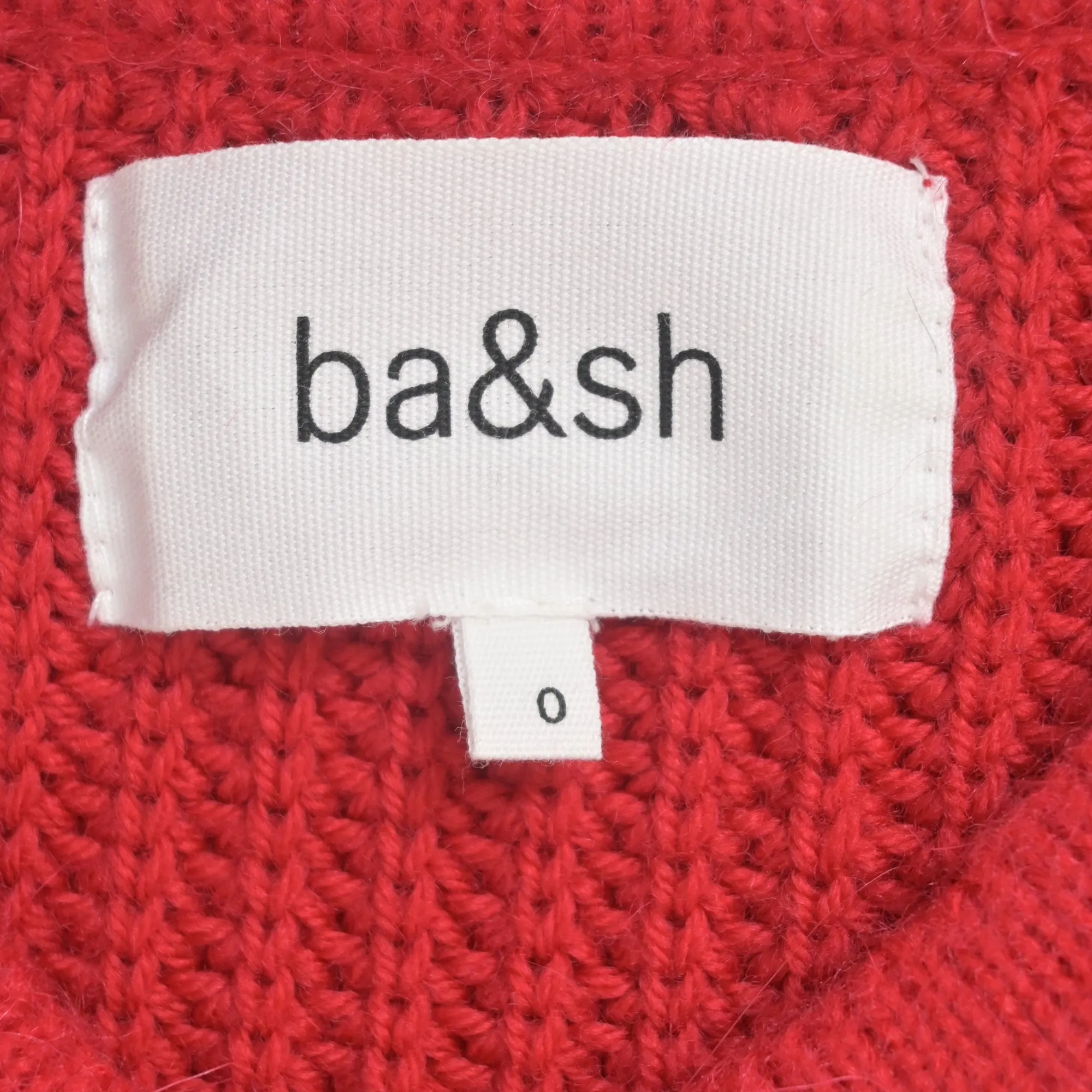 Ba&Sh Knitted Purrl Button-Front Cardigan in Red Wool