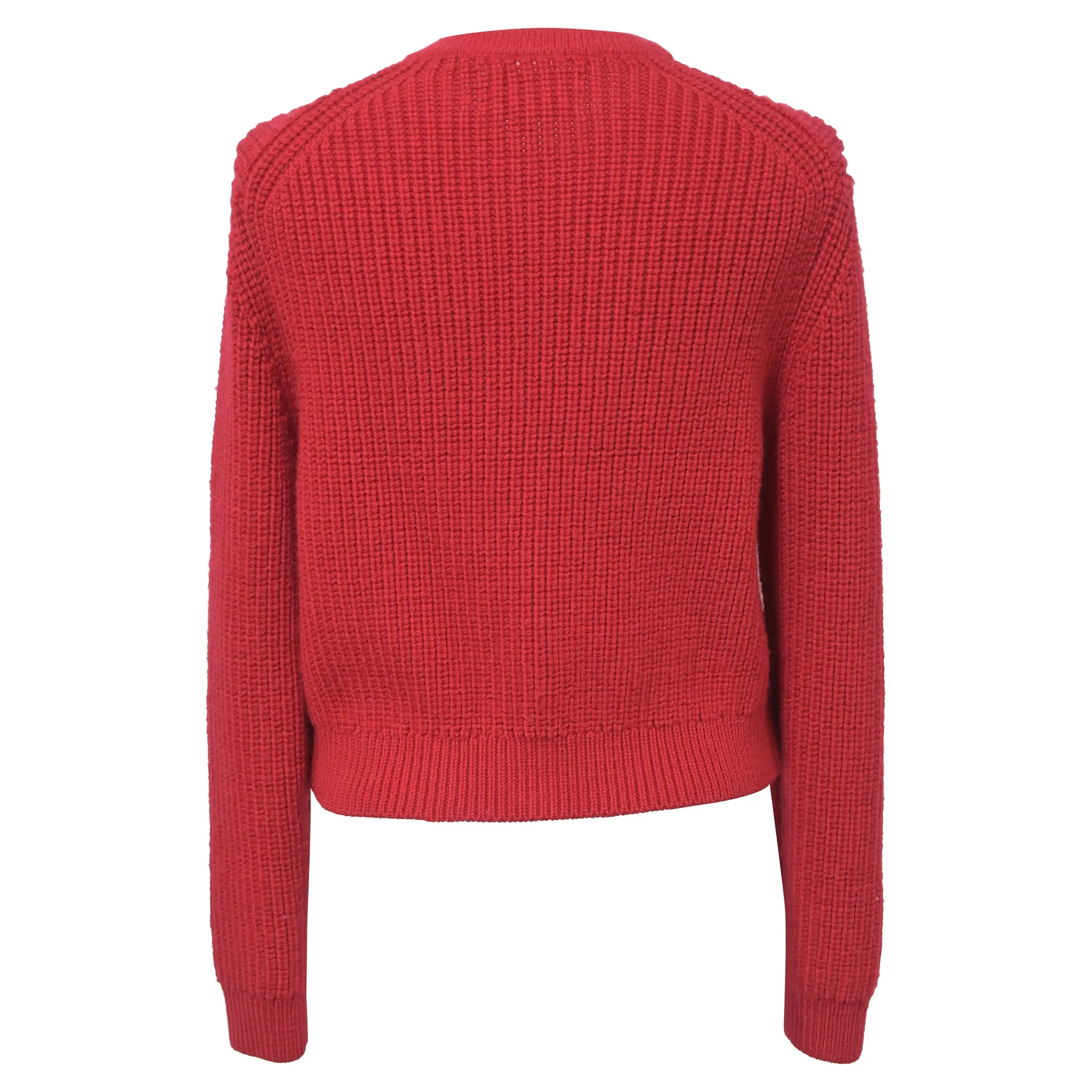 Ba&Sh Knitted Purrl Button-Front Cardigan in Red Wool