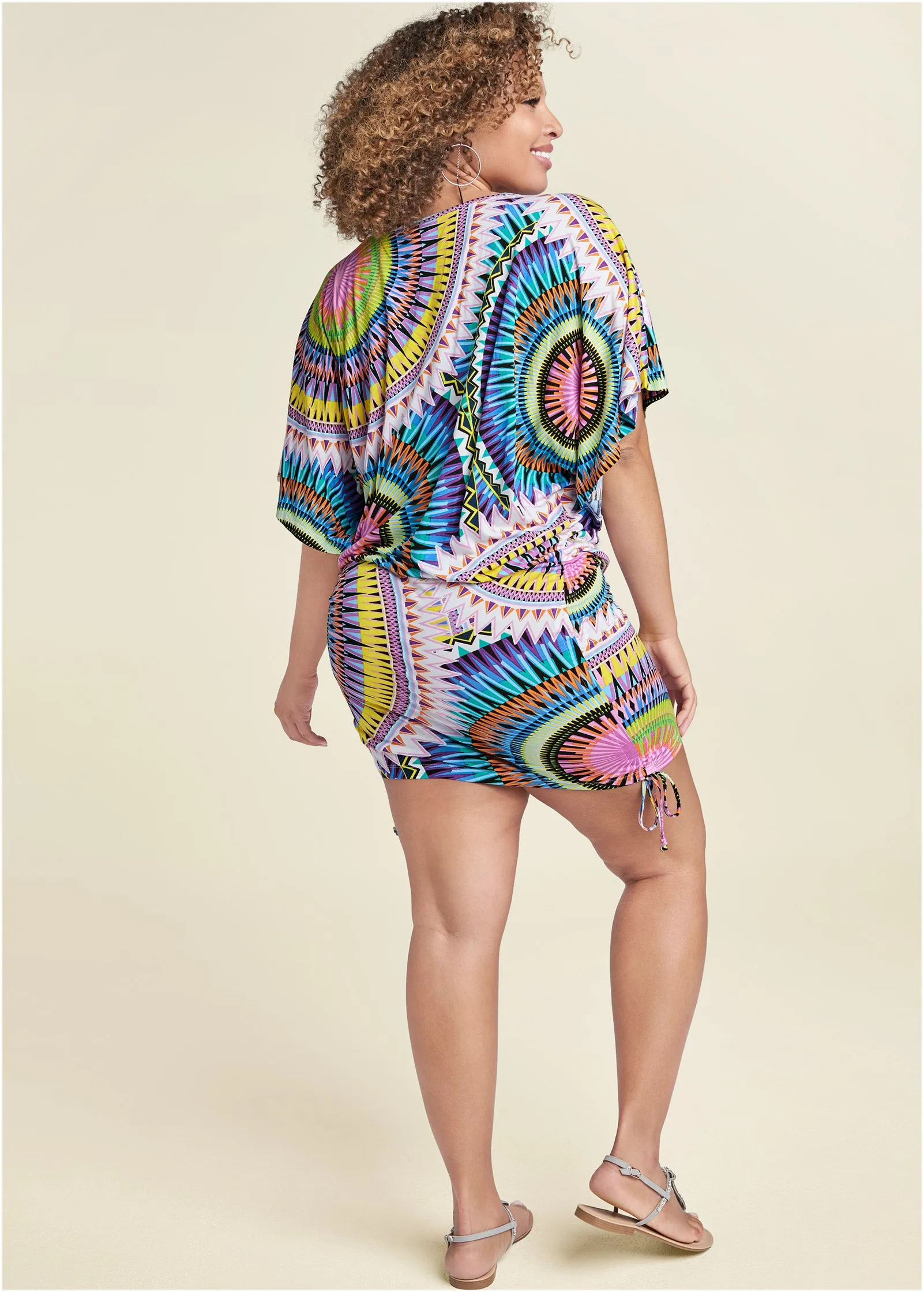 Banded Convertible Dress - White Multi