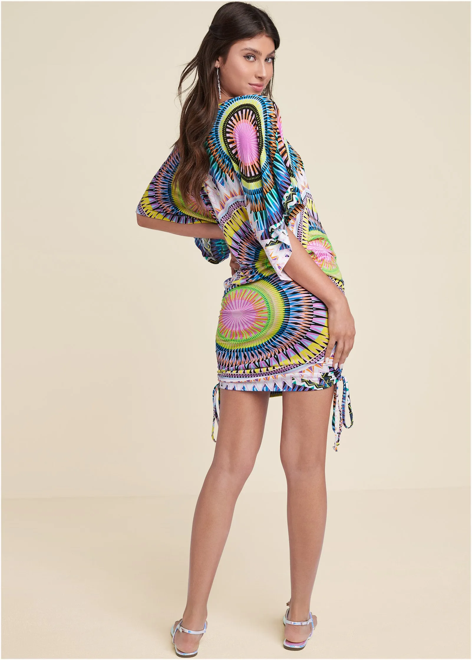 Banded Convertible Dress - White Multi