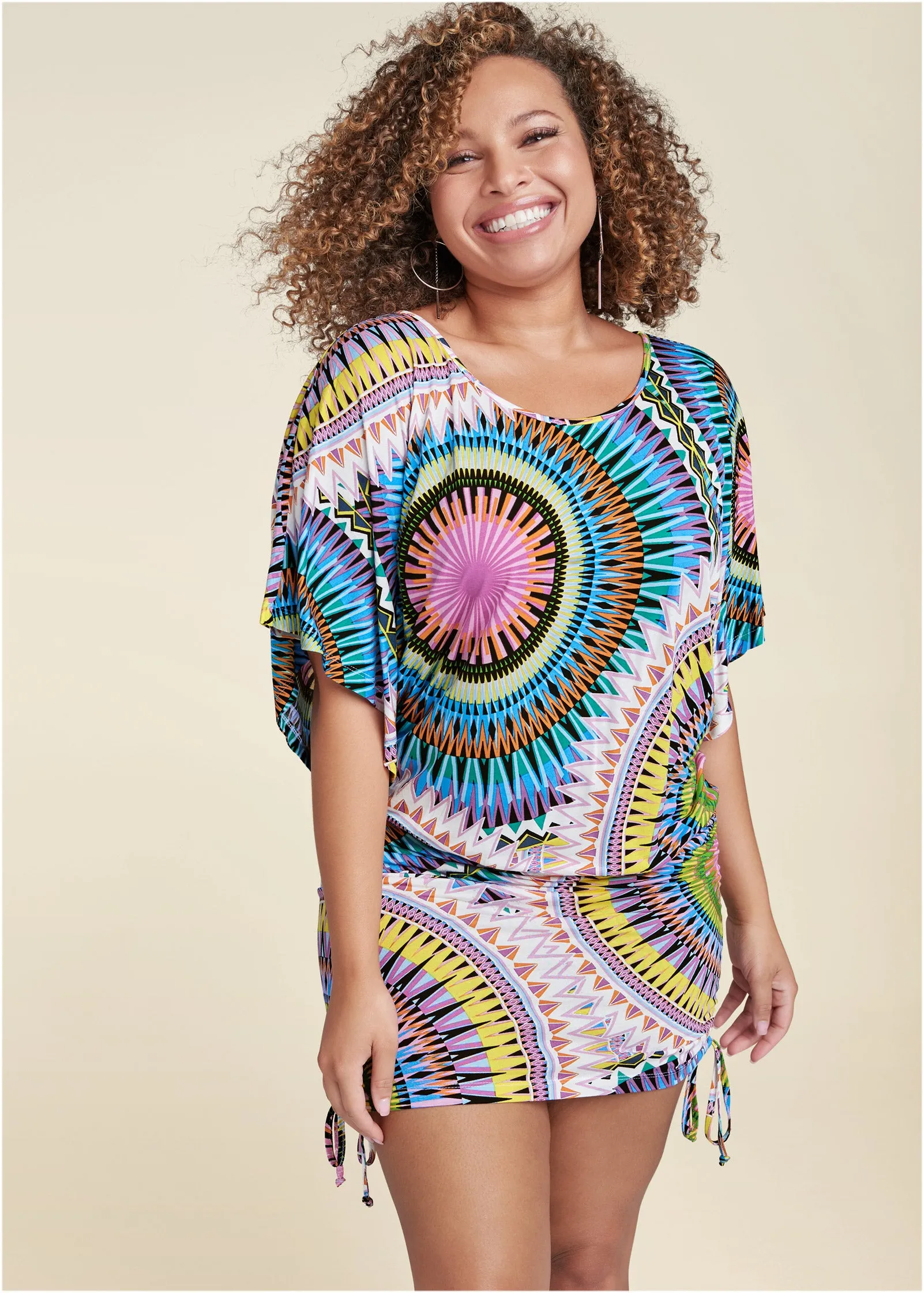 Banded Convertible Dress - White Multi