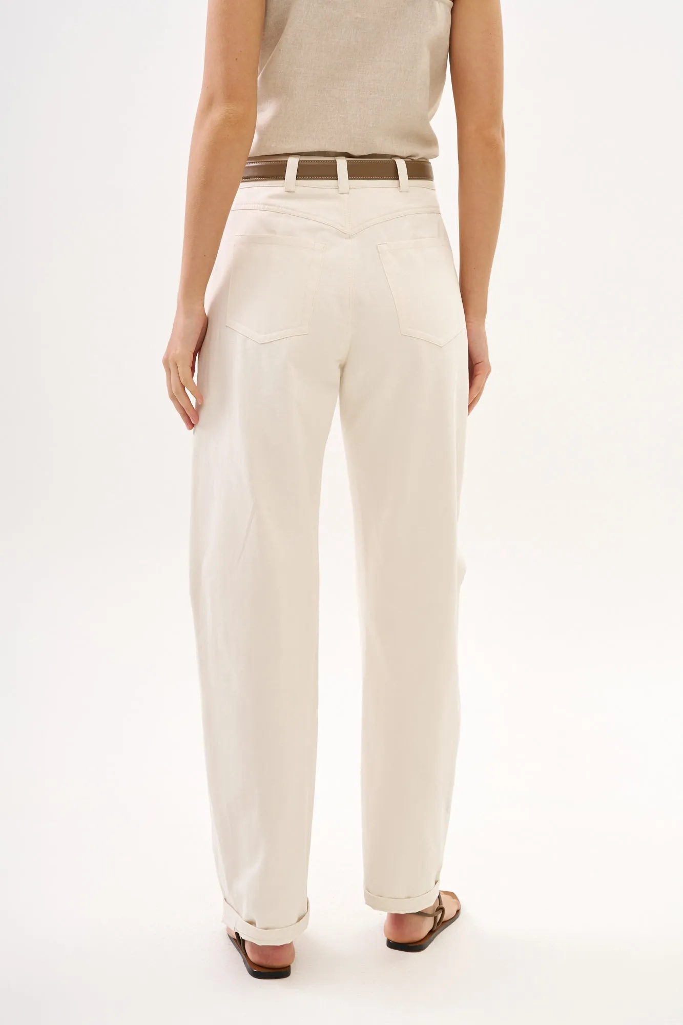 Barrel Leg Pants White