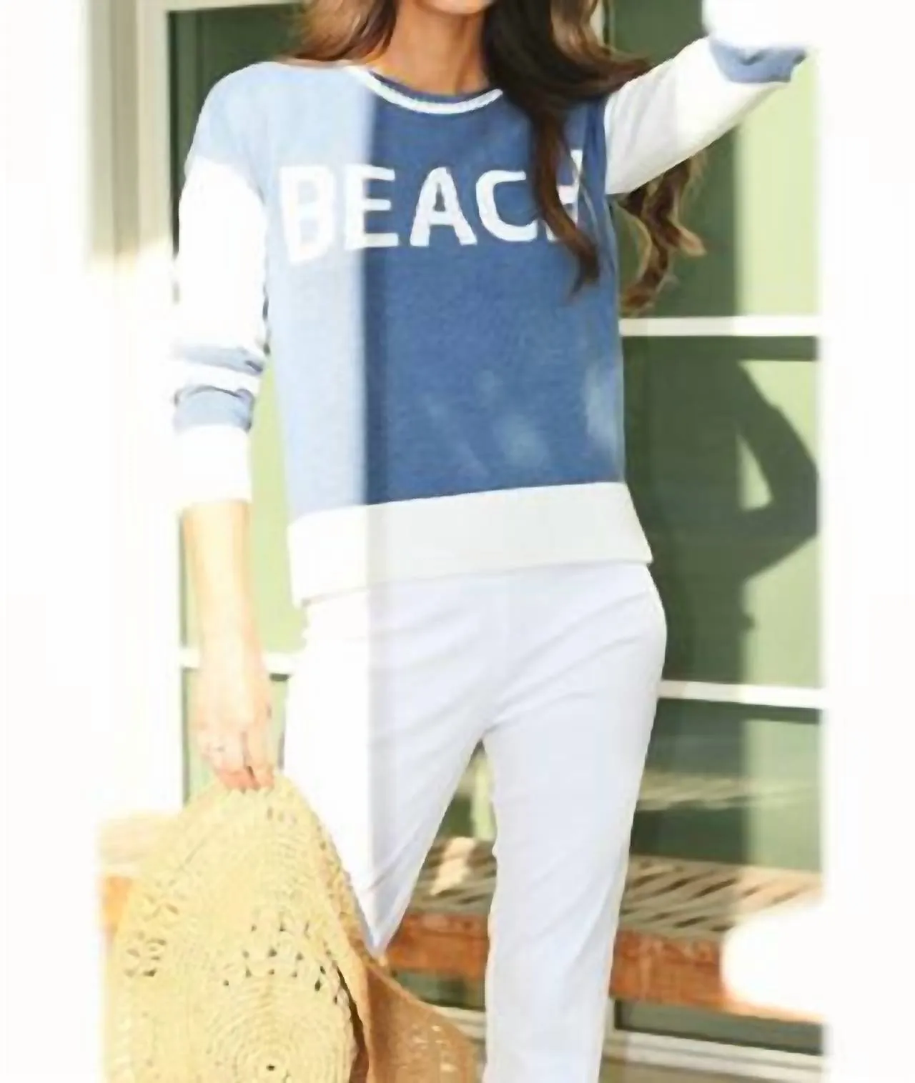 Beach Sweater In Denim Blue/white