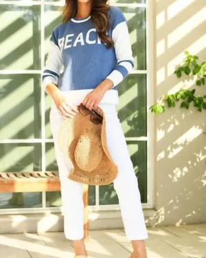 Beach Sweater In Denim Blue/white