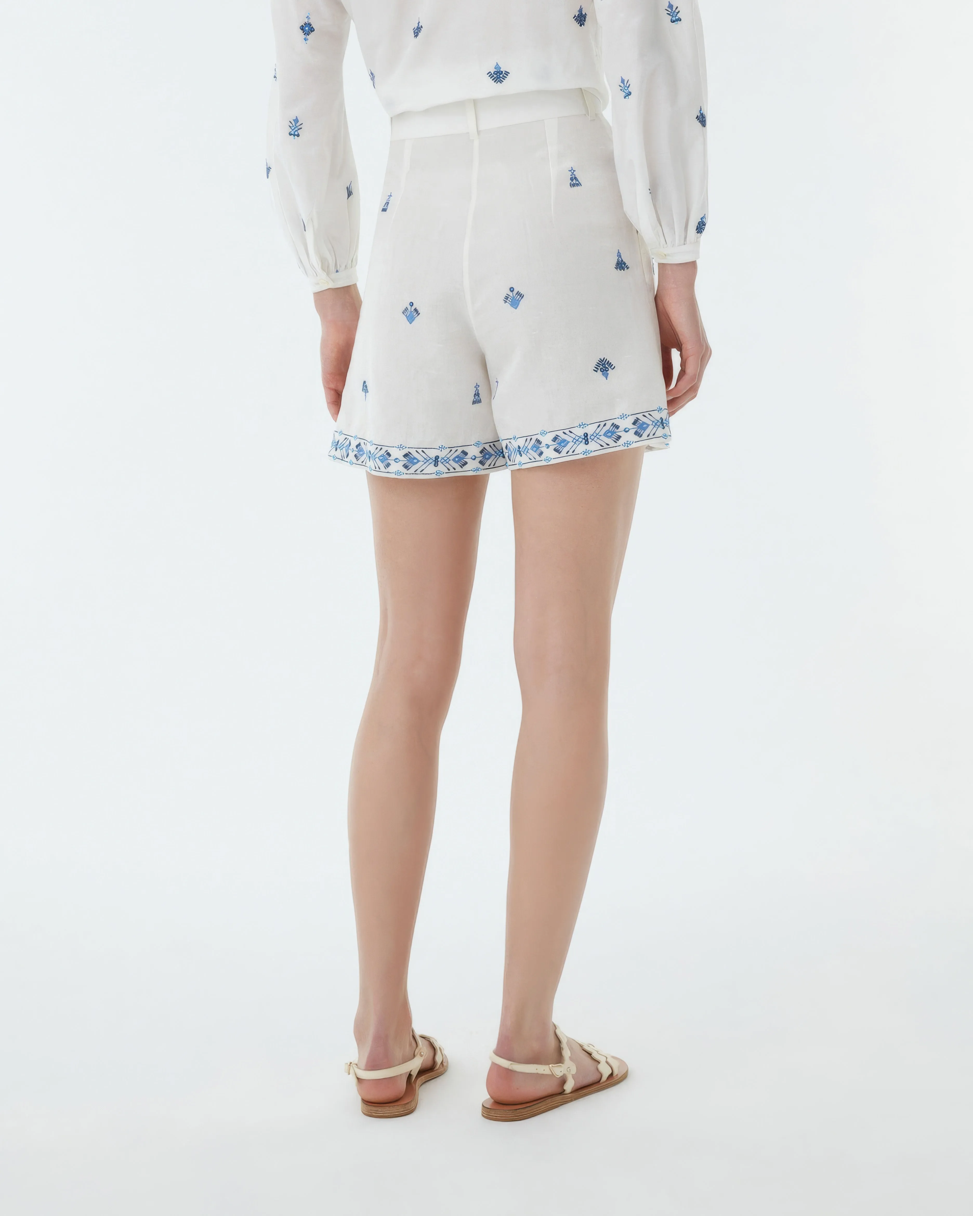 Beatrice Shorts with Astragal Embroidery