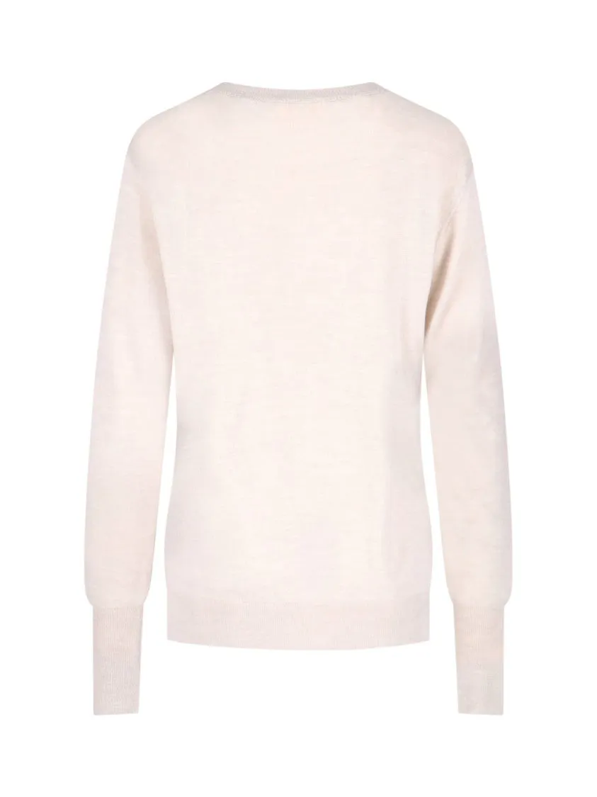 Beige Virgin Wool And Cashmere Knit Sweater