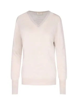 Beige Virgin Wool And Cashmere Knit Sweater