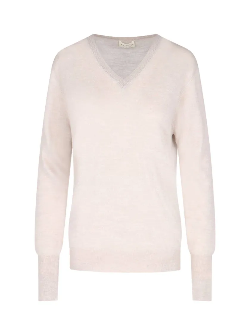 Beige Virgin Wool And Cashmere Knit Sweater