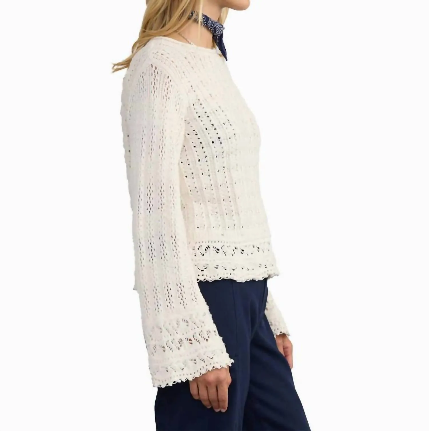 Bell Sleeve Po Sweater In Ivory
