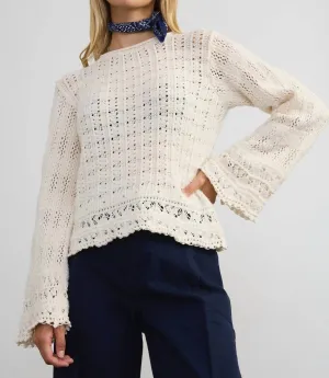 Bell Sleeve Po Sweater In Ivory