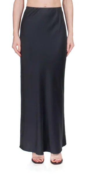 Bias Slip Skirt In Black