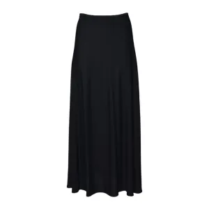 Black Fluid Viscose Crepe Midi Skirt