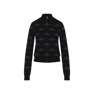 Black Wool All-Over Zip-Up Cardigan