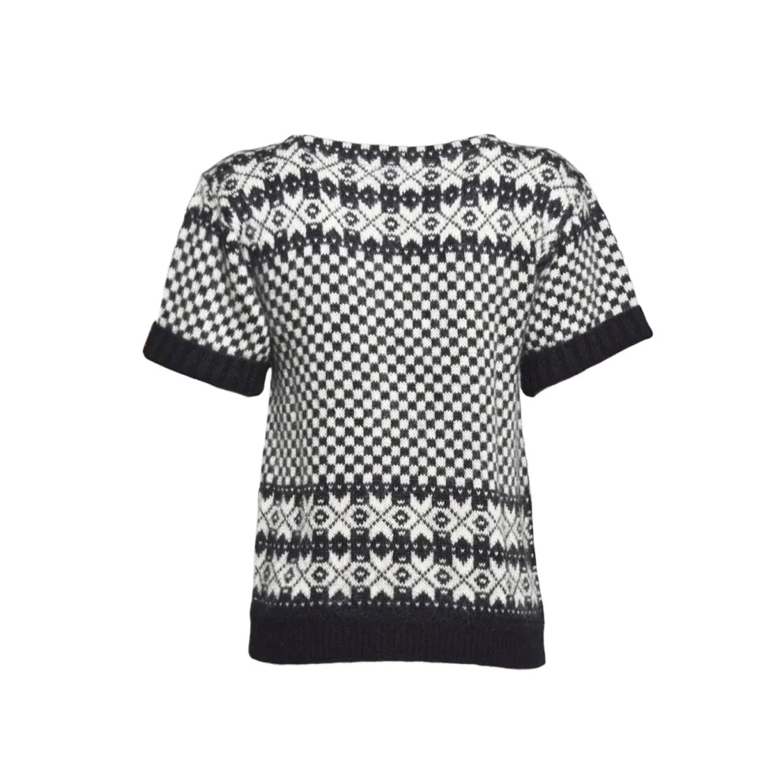 Black/White Checkered Silk And Mohair Top