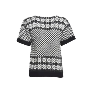 Black/White Checkered Silk And Mohair Top