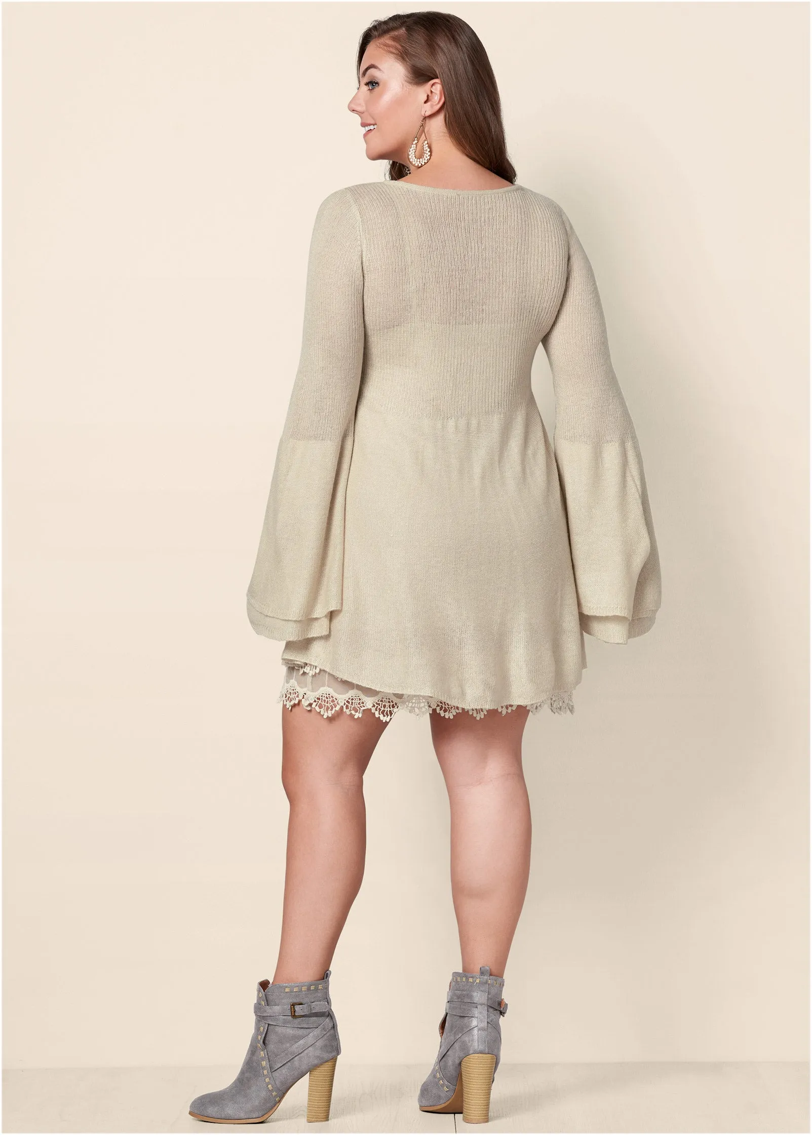 Boho Sweater Dress - Oatmeal
