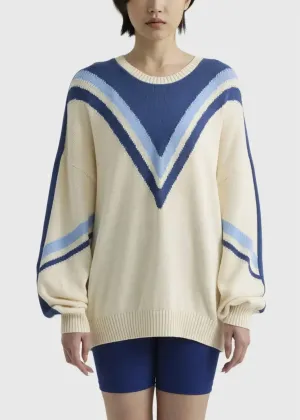 Borderline Boo Striped Knit Top In Cream White
