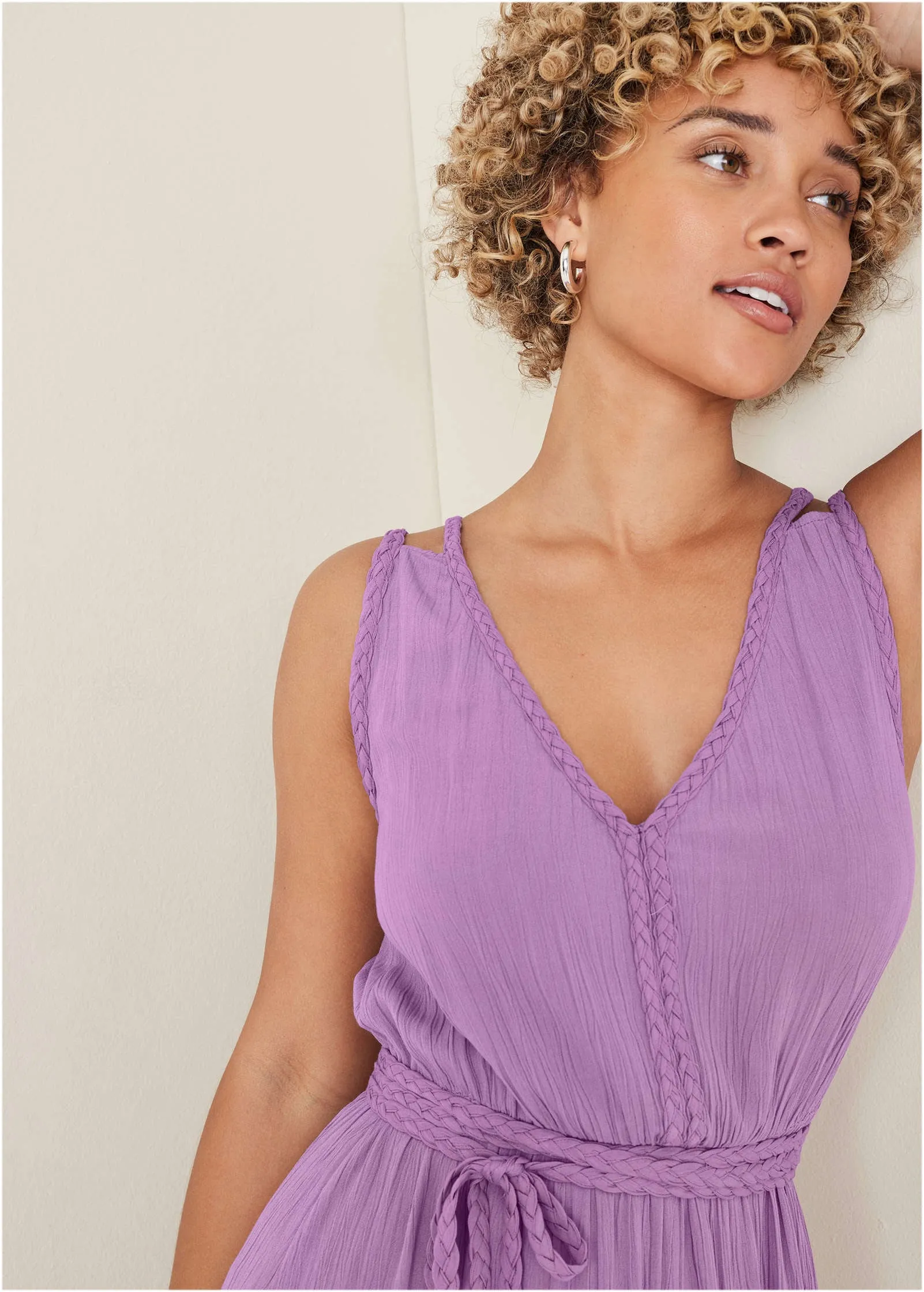 Braided Detail Maxi Dress - Purple
