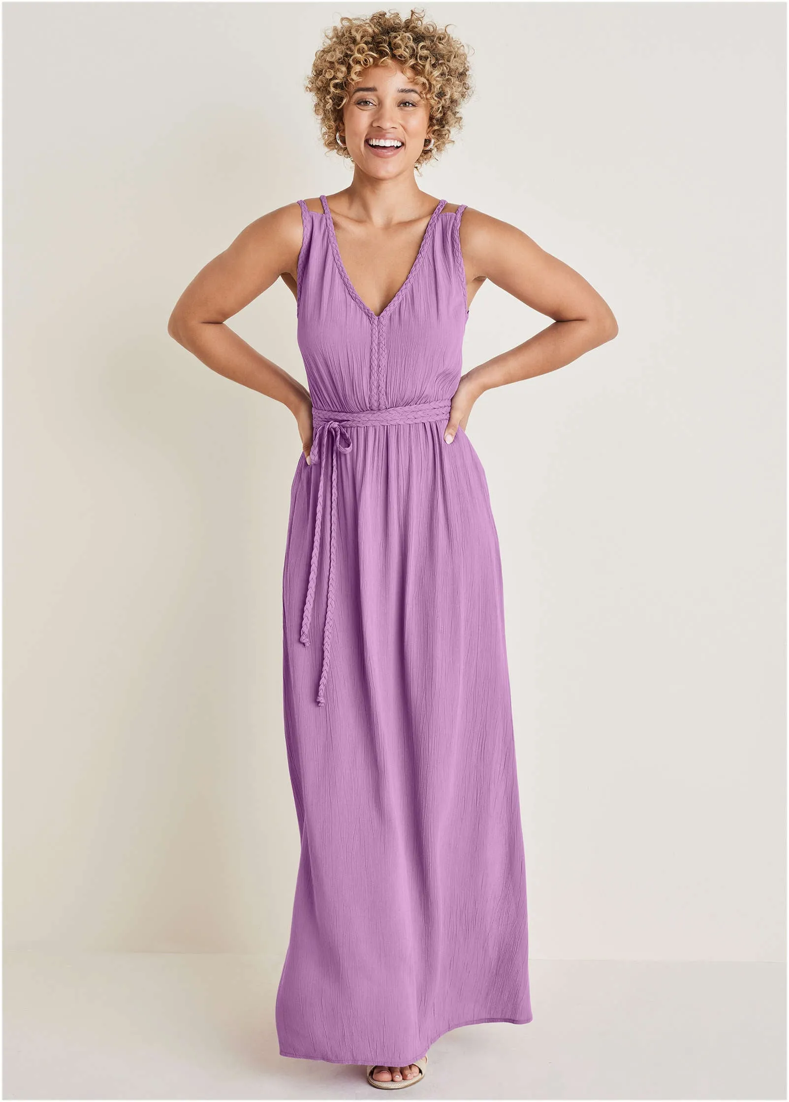 Braided Detail Maxi Dress - Purple