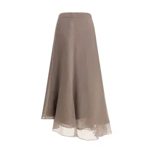 Brunello Cucinelli Silk crpe midi Women's Skirt