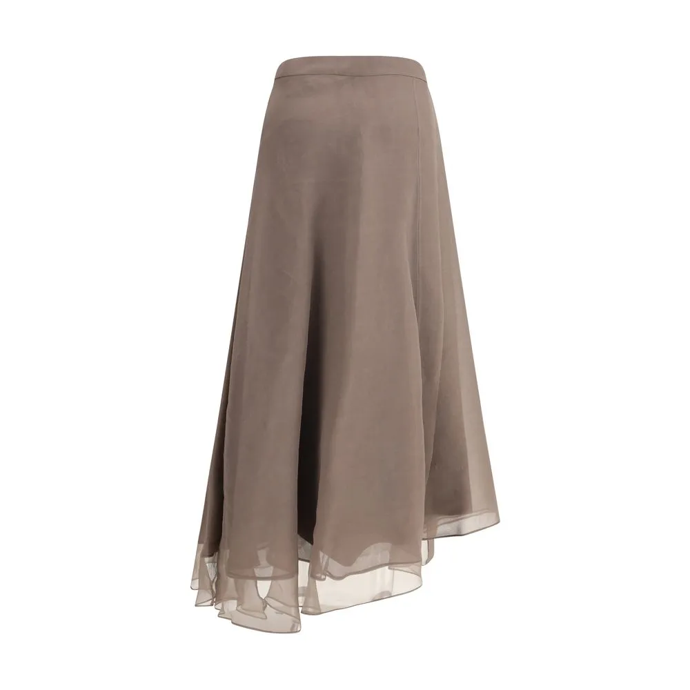 Brunello Cucinelli Silk crpe midi Women's Skirt