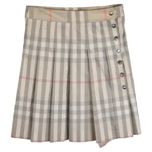 Burberry Pleated Check Print Mini Skirt in Multicolor Cotton