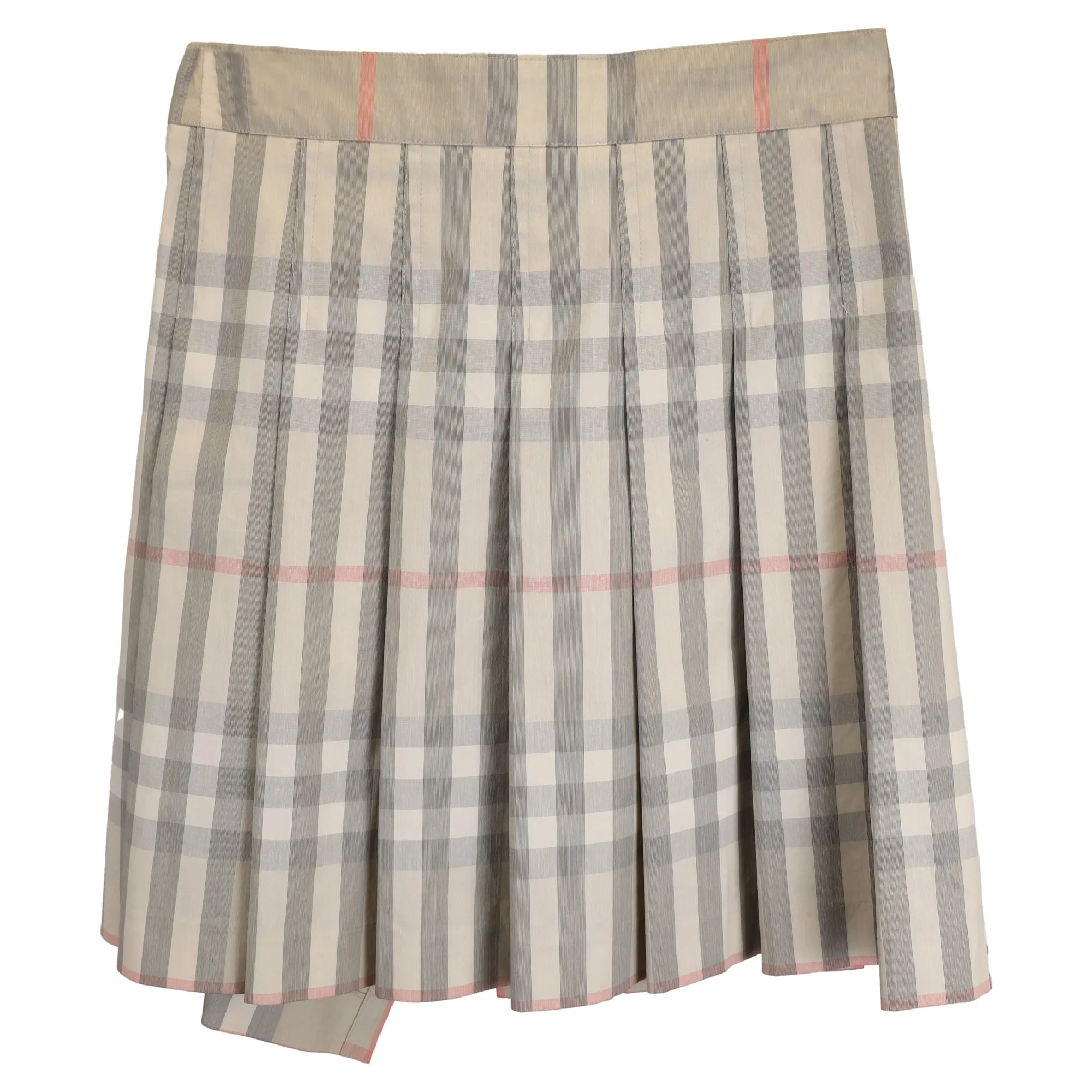 Burberry Pleated Check Print Mini Skirt in Multicolor Cotton