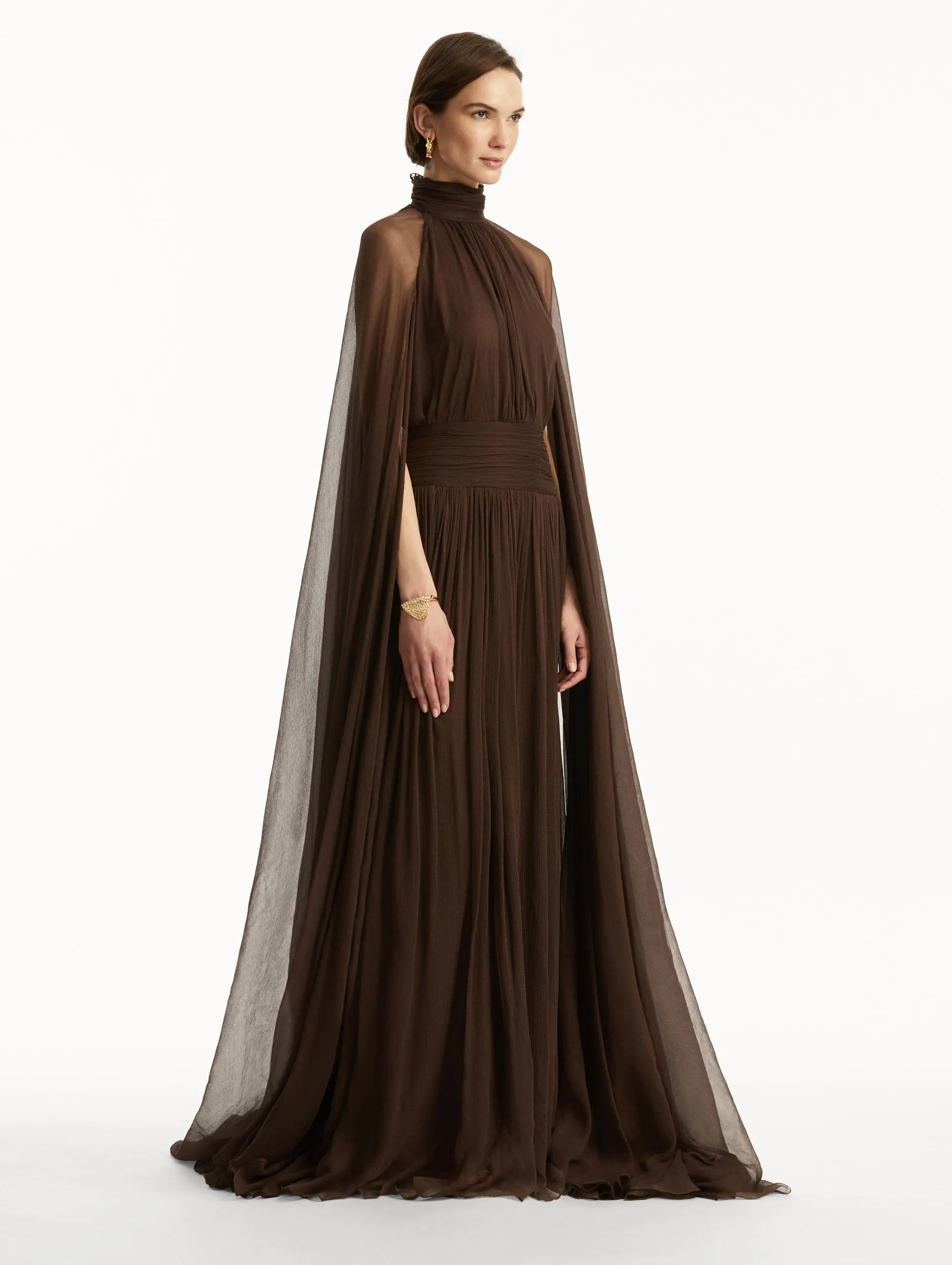 Butterfly-Detailed Chiffon Caftan