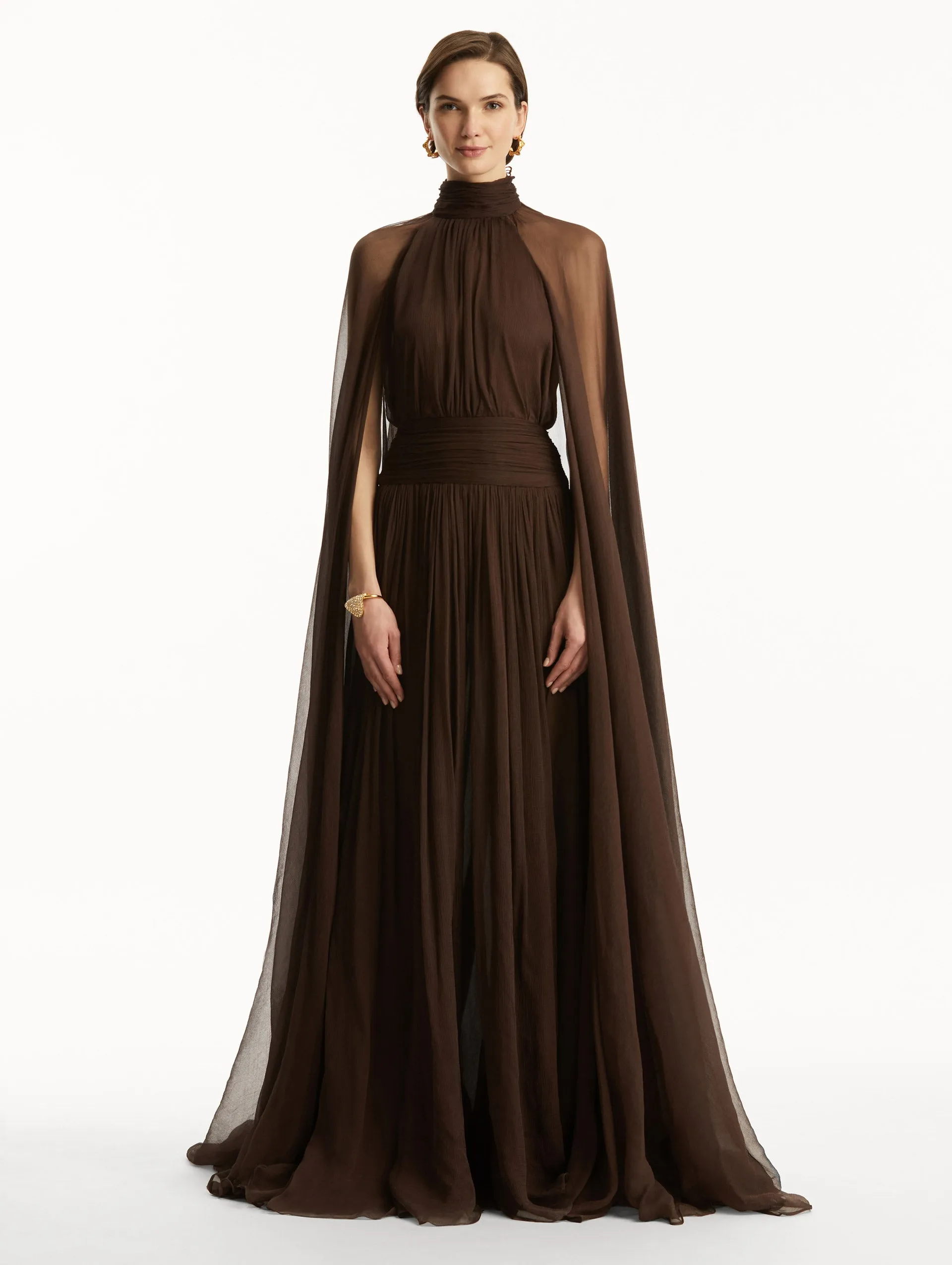Butterfly-Detailed Chiffon Caftan